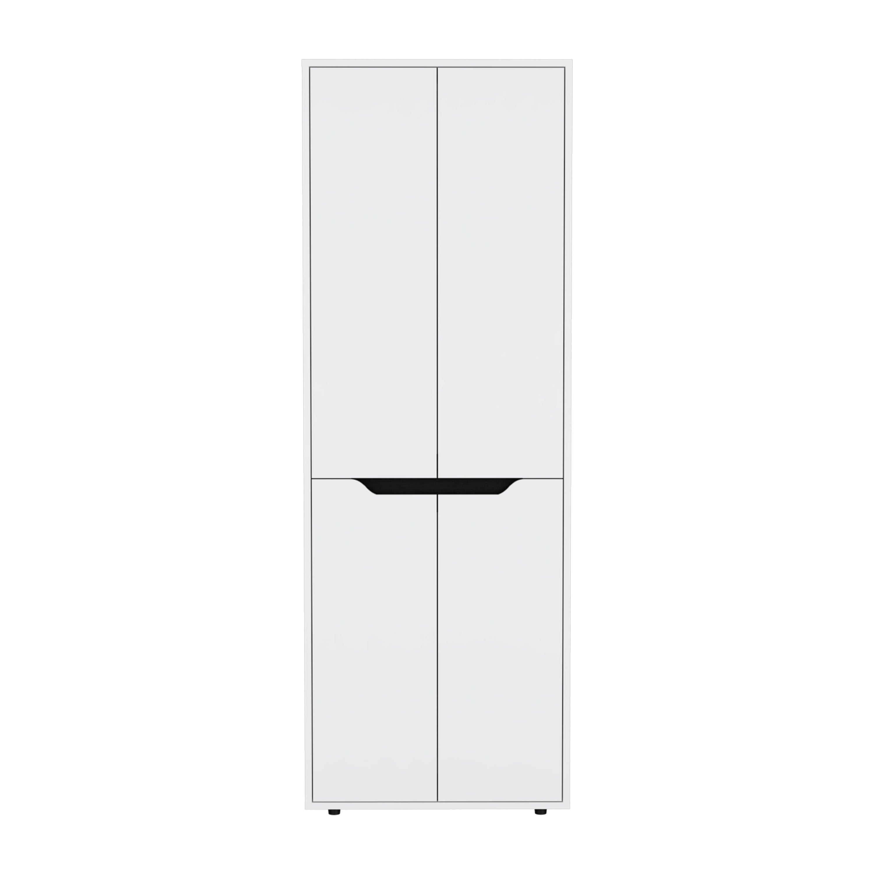Atka 67"H Kitchen Storage Cabinet, with Four Doors and Five Interior Shelves,White/Black - Luciddepo