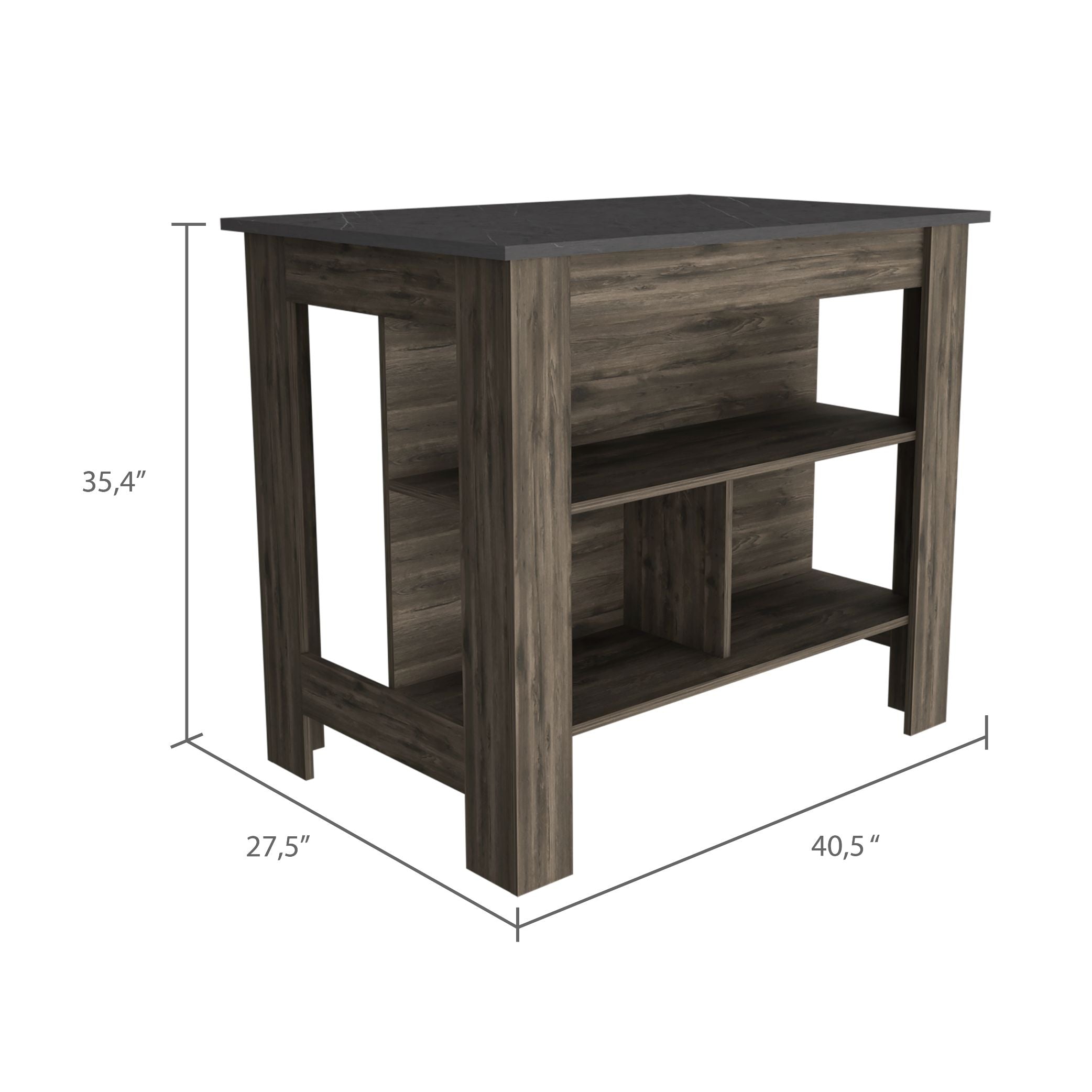 Delos Kitchen Island, Four Legs, Three Shelves, Dark Brown / Onix - Luciddepo