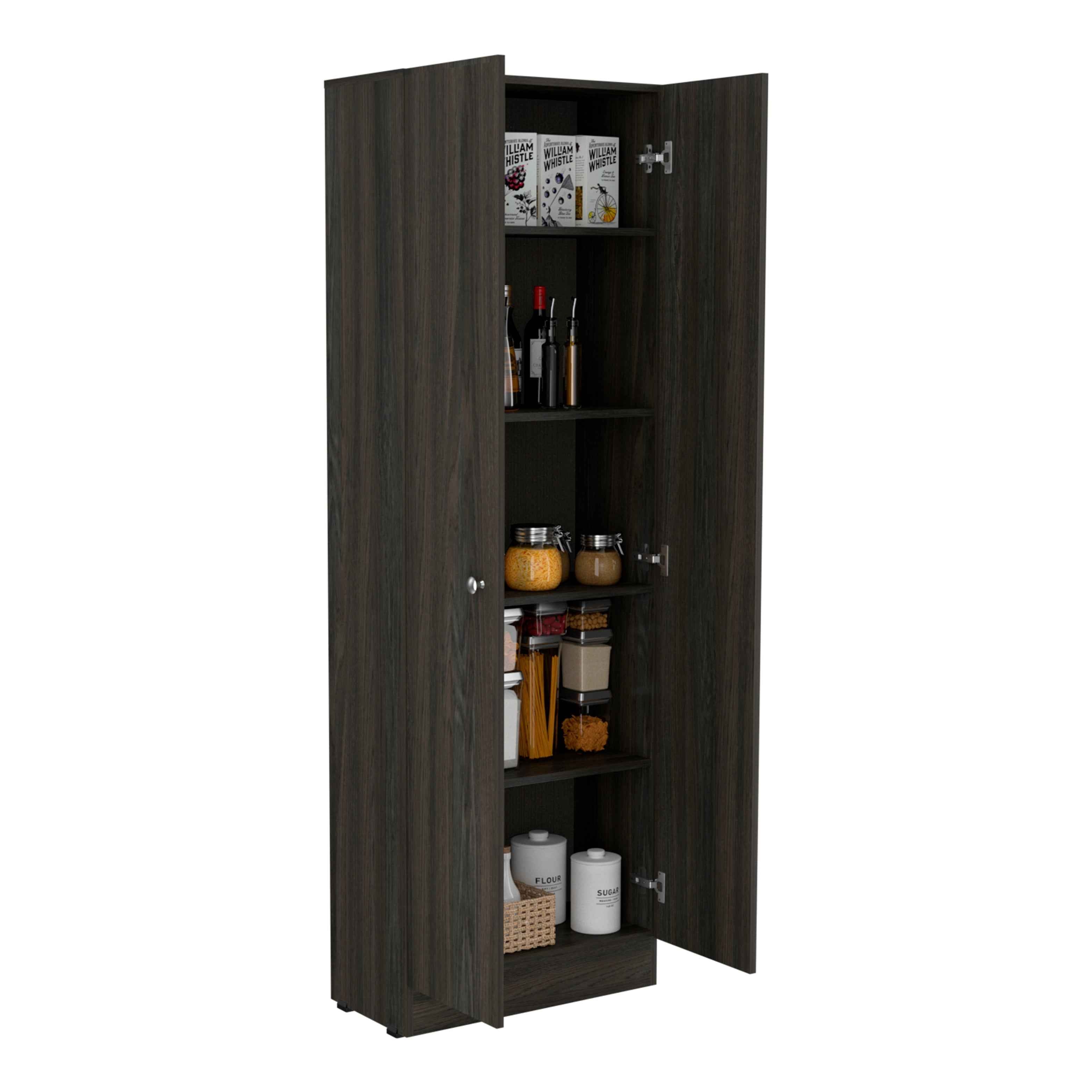 Dakari Multistorage Double Door Cabinet, Five Shelves, Carbon Espresso / Black