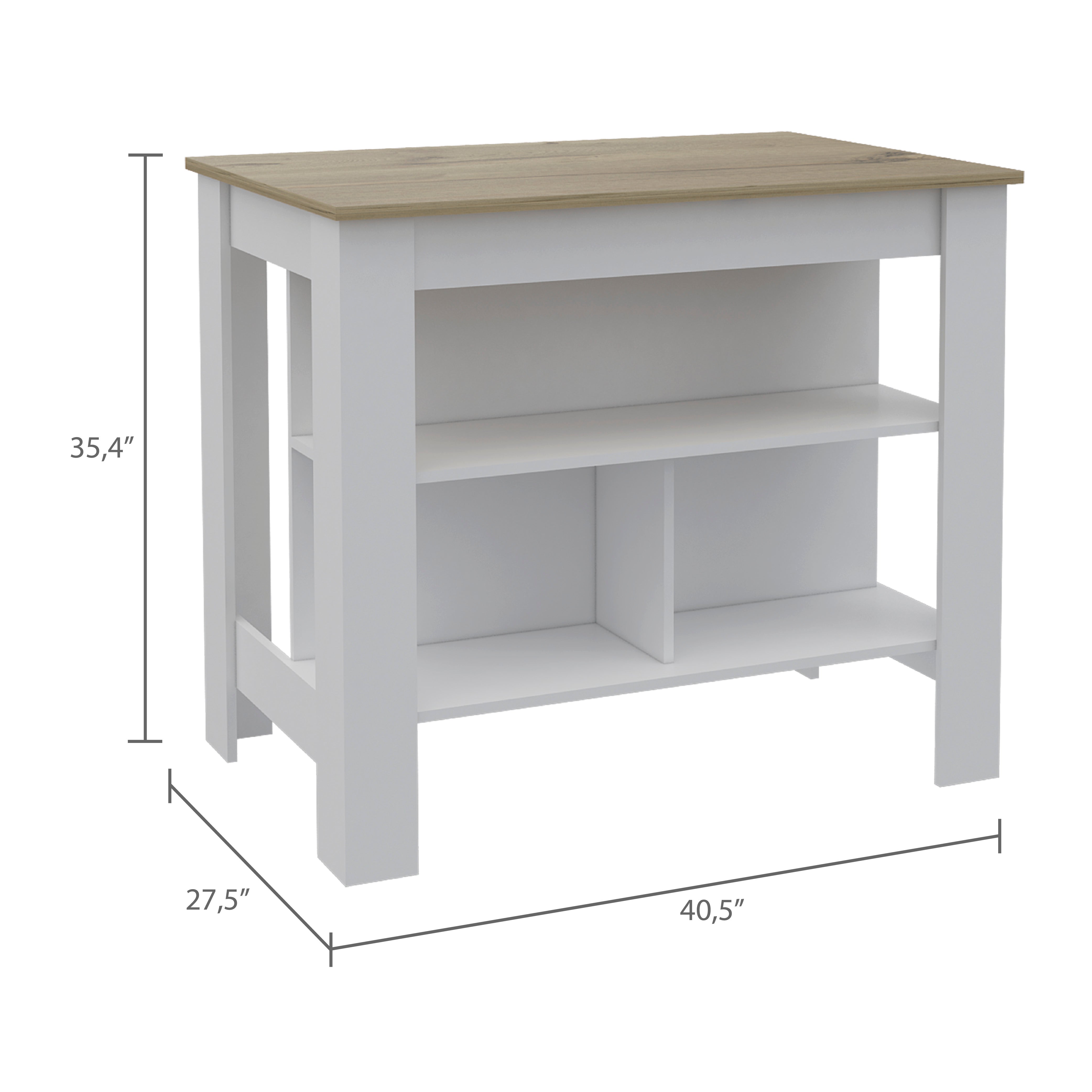 Antibacterial Delos Kitchen Island , White / Light Oak - Luciddepo