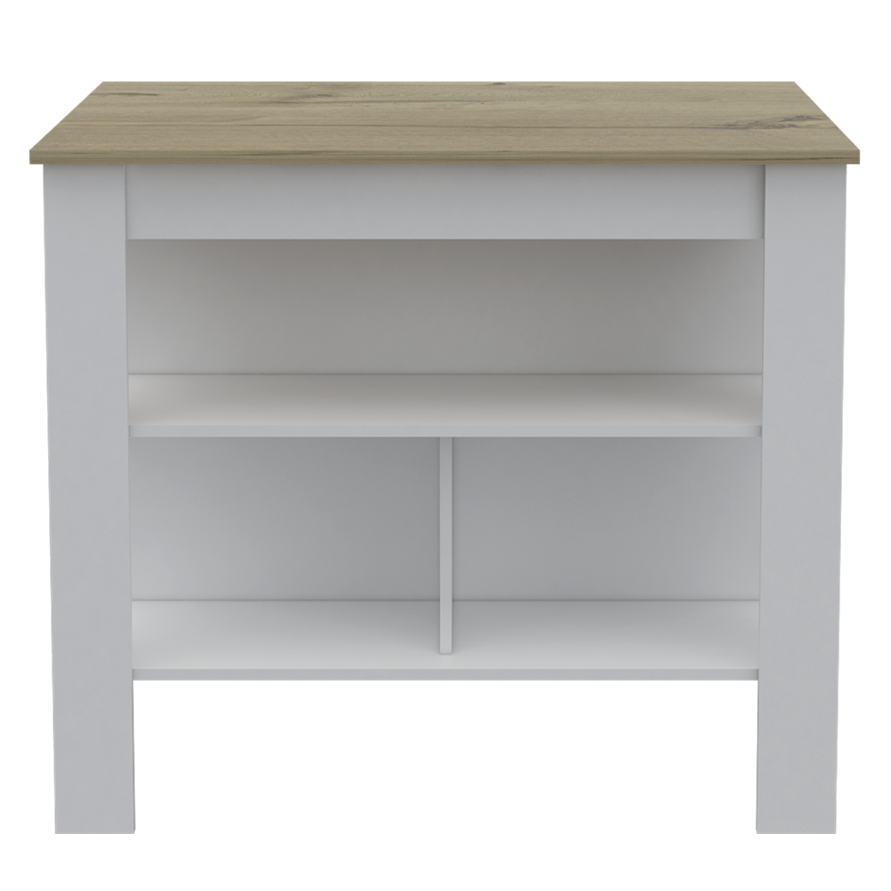 Antibacterial Delos Kitchen Island , White / Light Oak