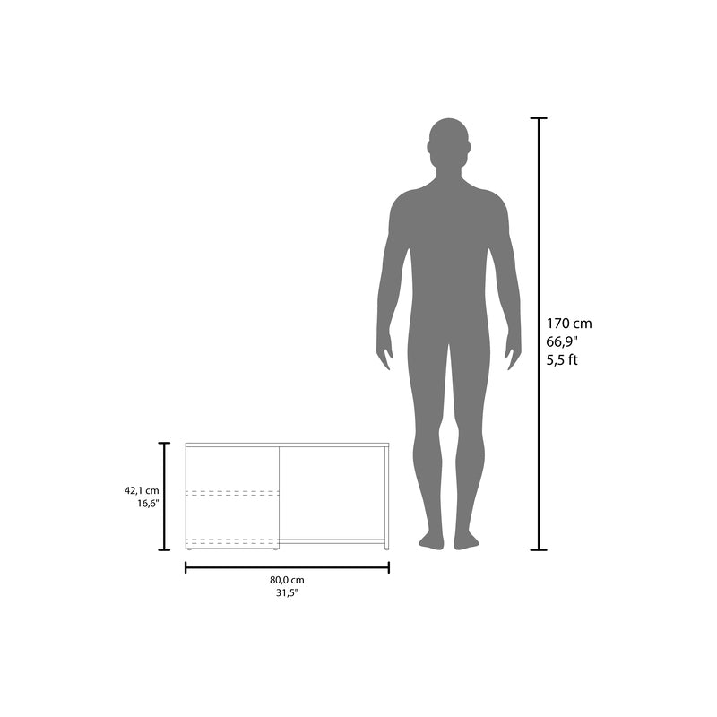 Faison Coffee Table, 2 Shelves, White / Natural Oak - Luciddepo