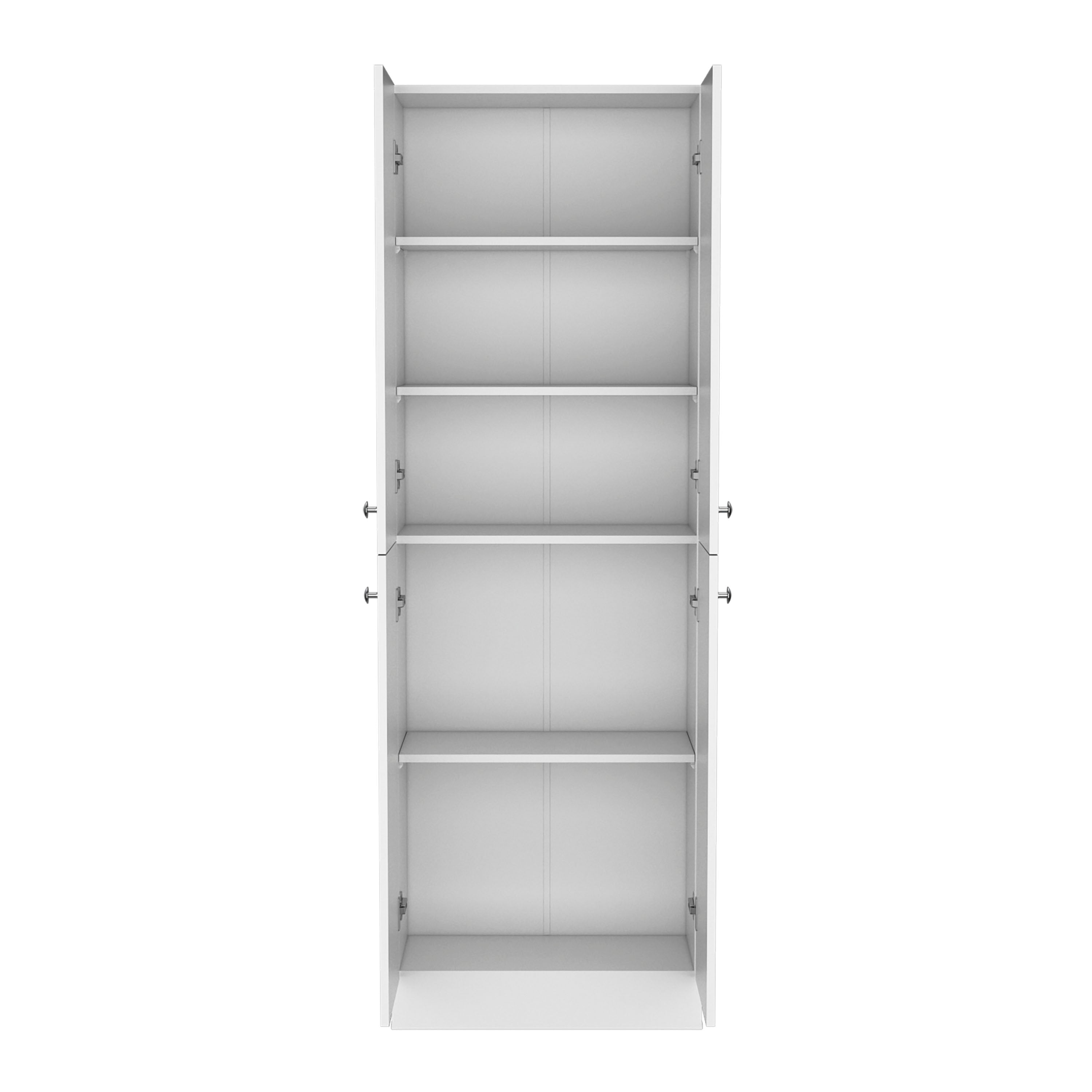 Lynch Kitchen Pantry 71" H, 4 Doors, 5 Adjustable Shelves, Laundry, White - Luciddepo