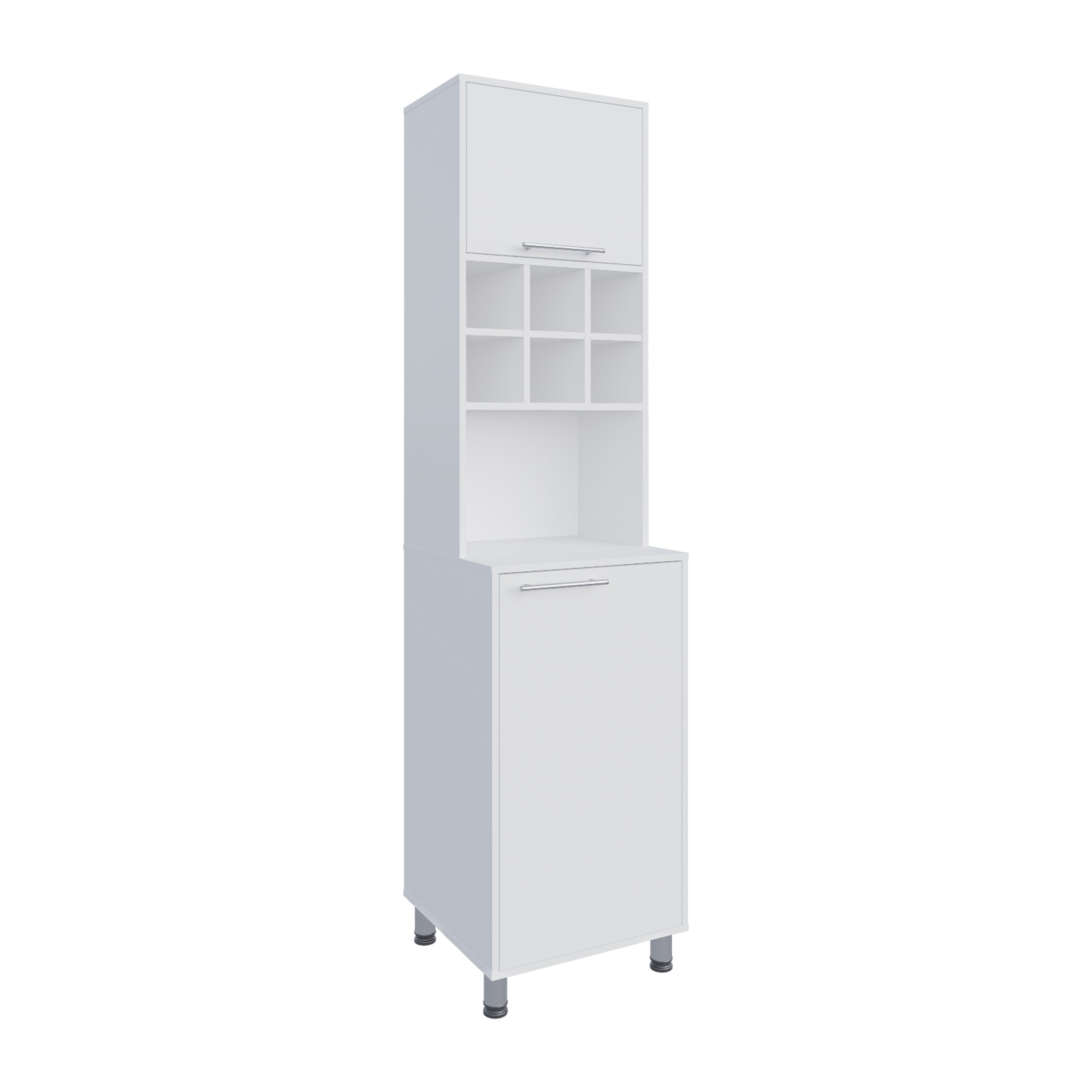 Ashford Kitchen Pantry, 2 Doors, 4 Legs, 8 Shelves, White - Luciddepo