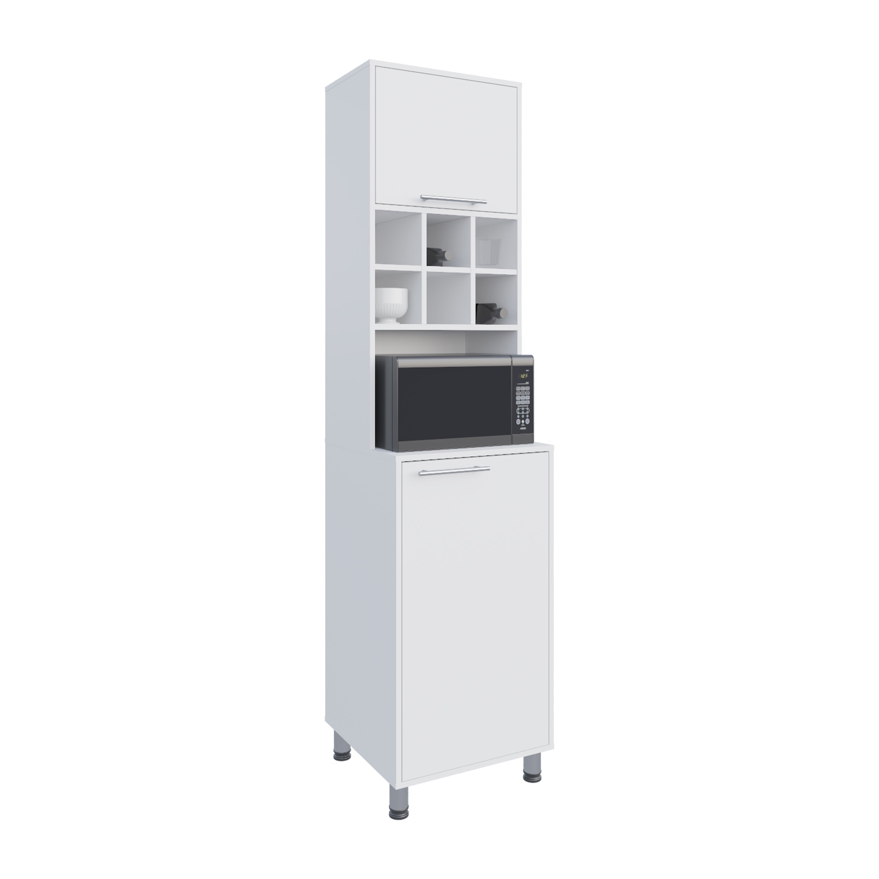 Ashford Kitchen Pantry, 2 Doors, 4 Legs, 8 Shelves, White - Luciddepo