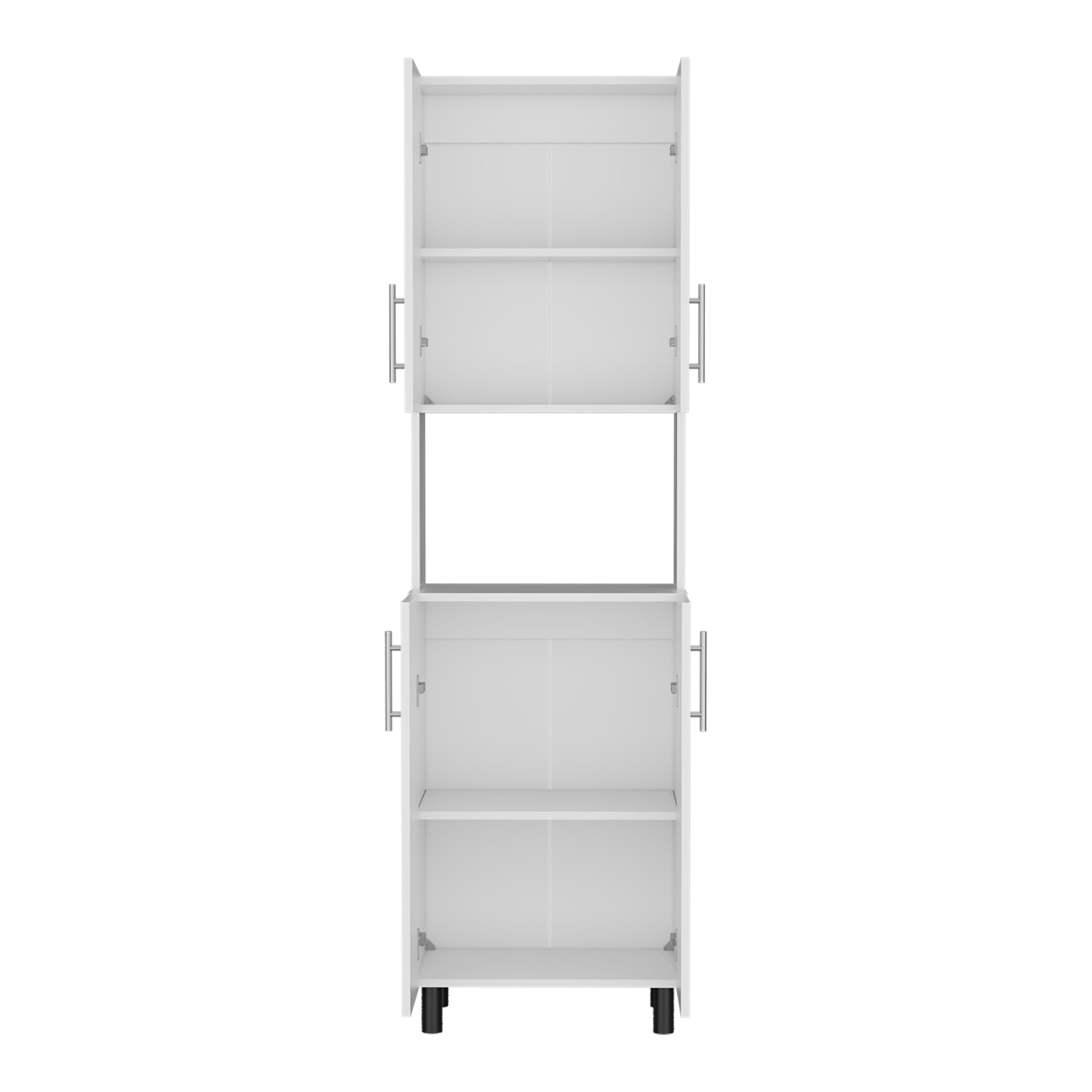 Olivet Kitchen Pantry, 4 Doors, 4 Shelves, White - Luciddepo