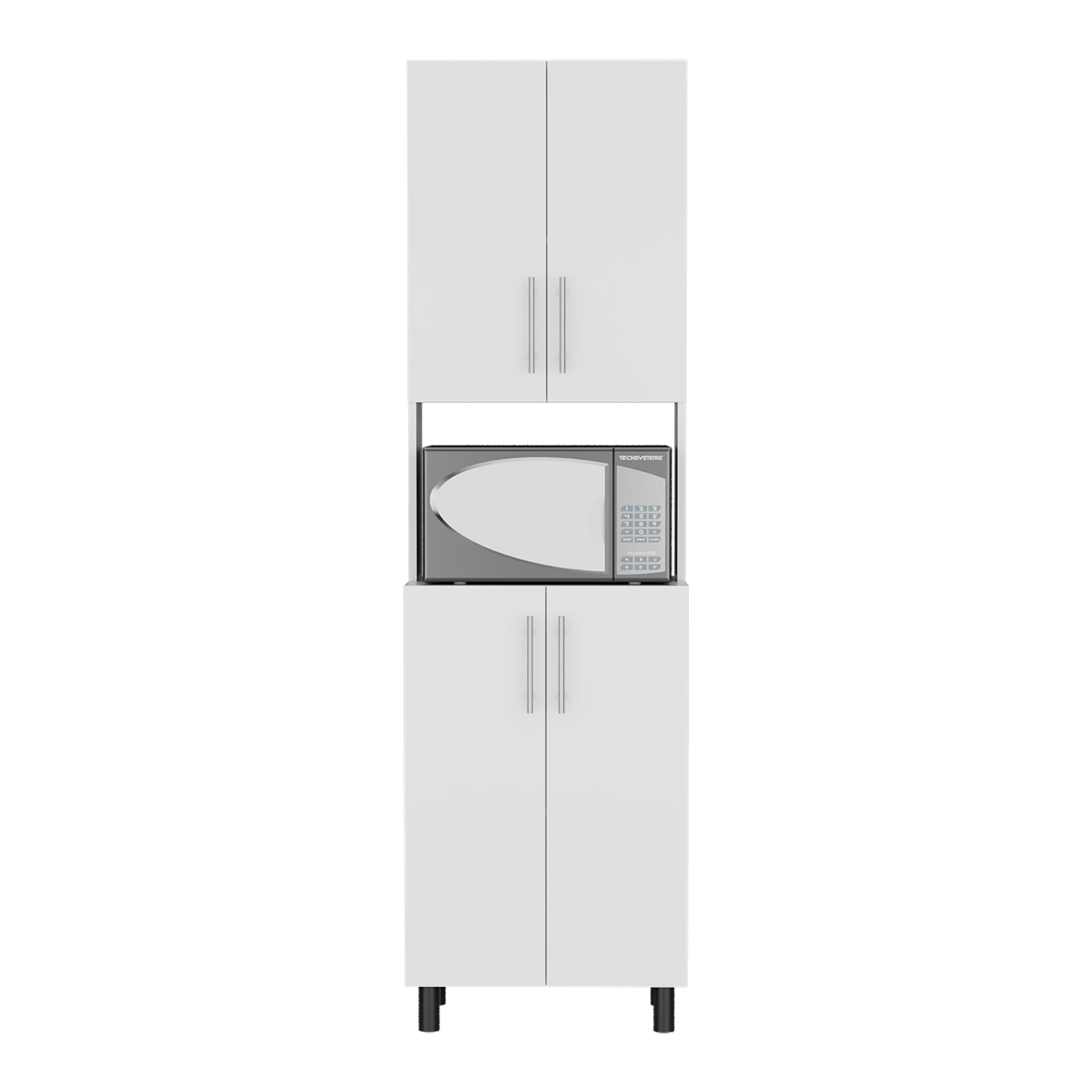 Olivet Kitchen Pantry, 4 Doors, 4 Shelves, White - Luciddepo