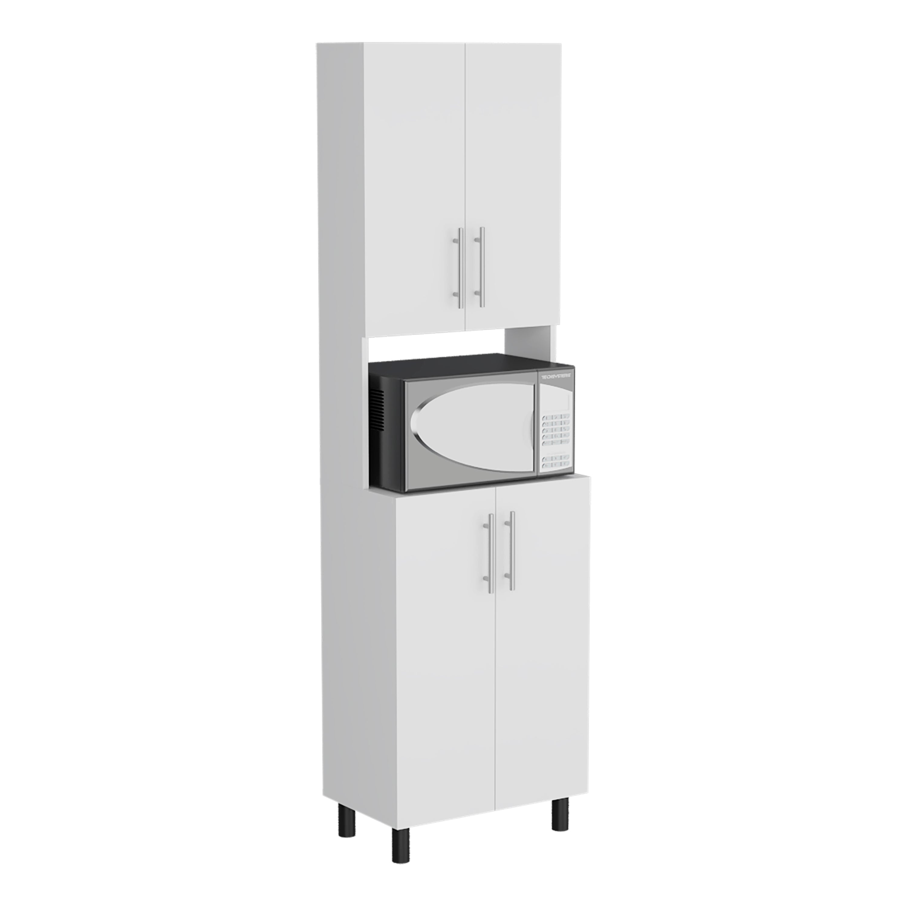 Olivet Kitchen Pantry, 4 Doors, 4 Shelves, White - Luciddepo