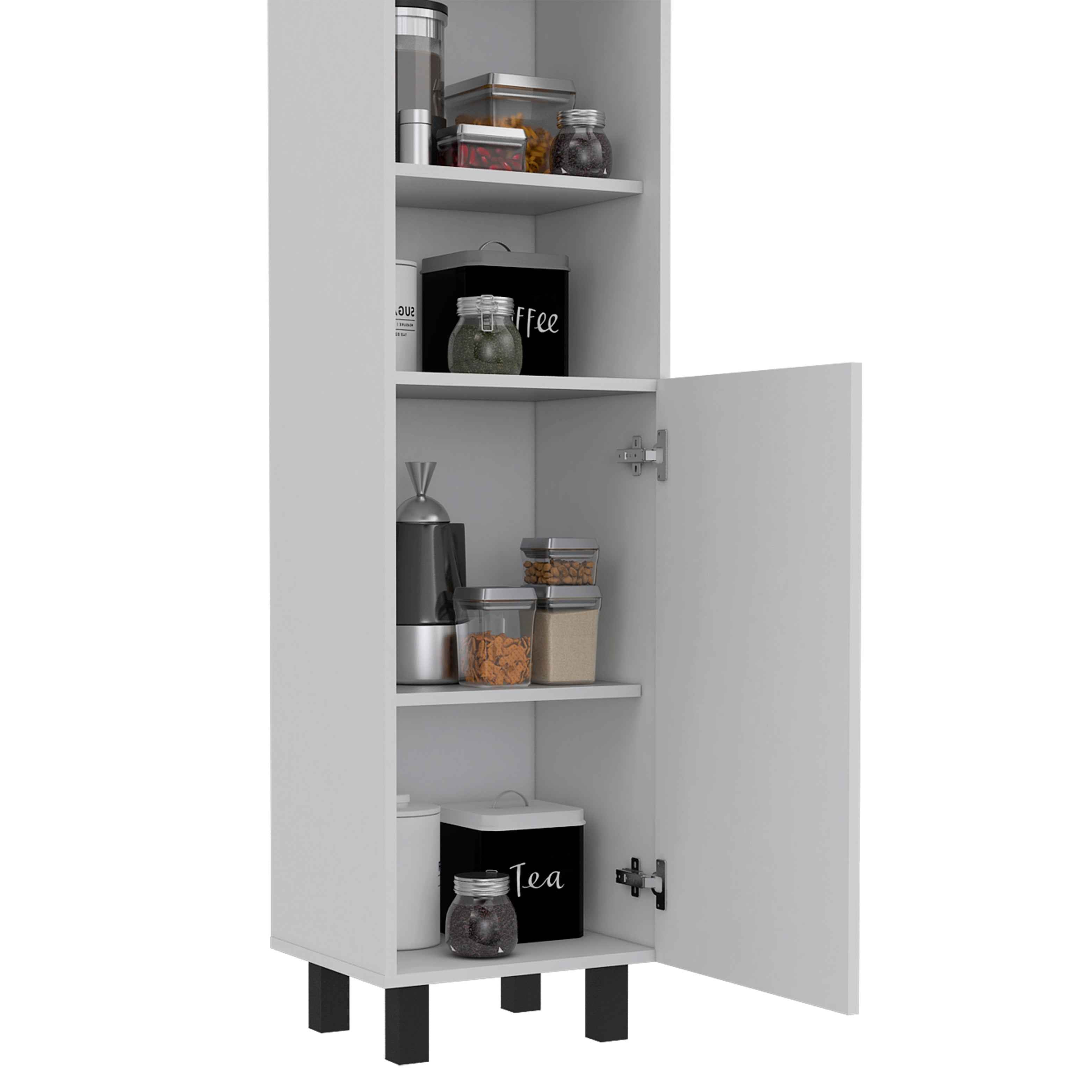 Ikaria Kitchen Pantry, Two Shelves, Three Interior, Shelves, White