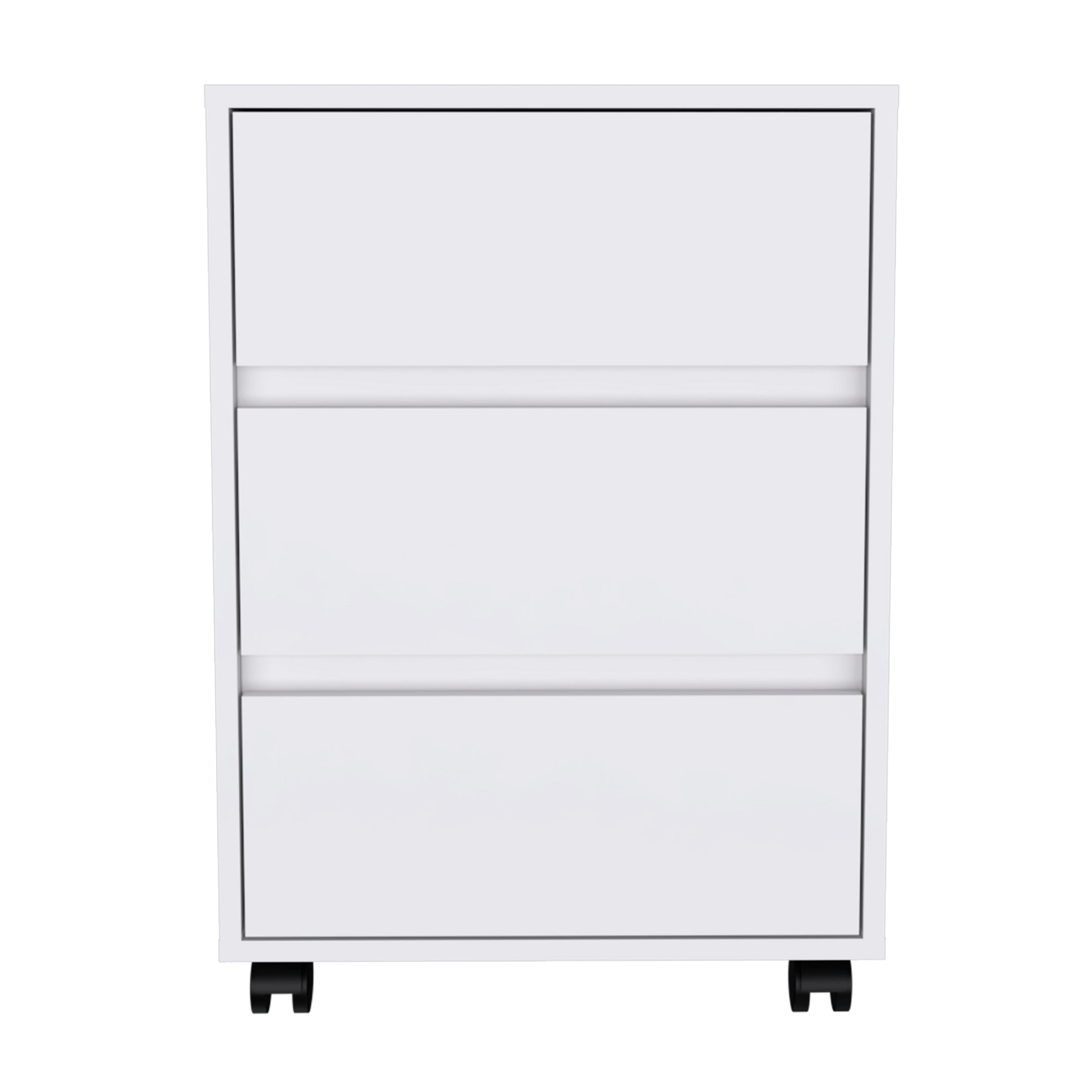 Ibero 3 Drawer Filing Cabinet, Four Casters, Three Drawers, Top Surface, White - Luciddepo