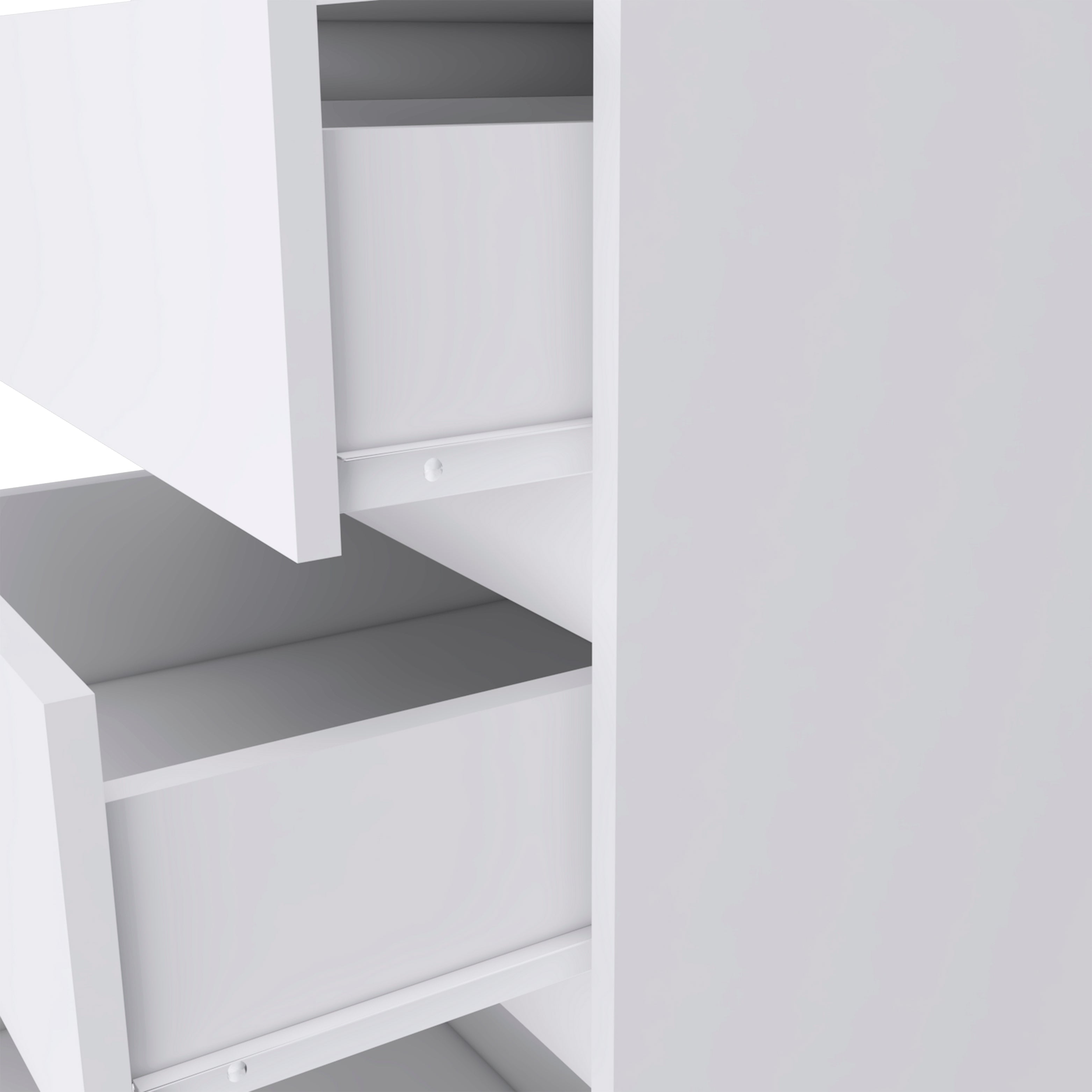 Ibero 3 Drawer Filing Cabinet, Four Casters, Three Drawers, Top Surface, White - Luciddepo