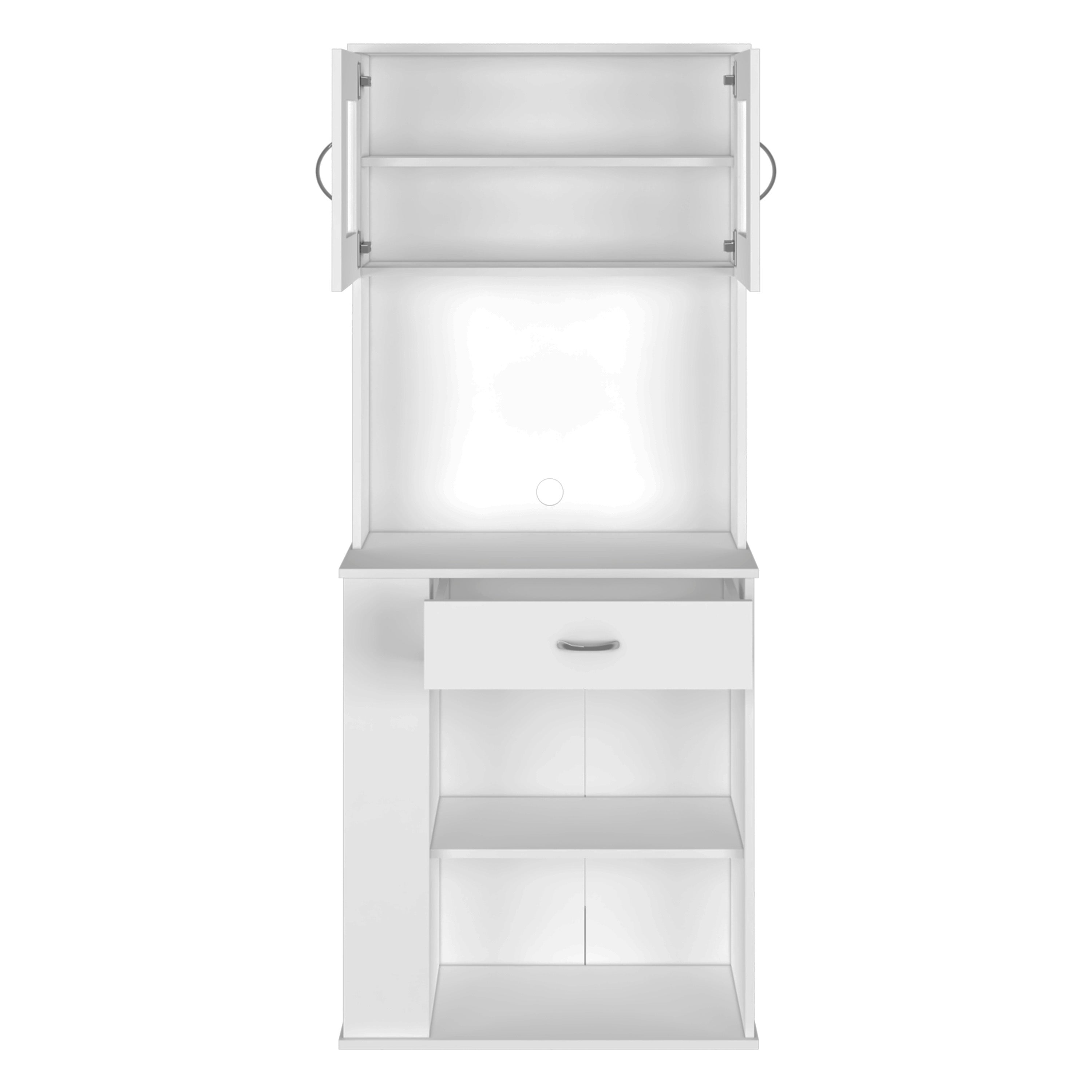 Victoria Pantry Double Door Cabinet, One Drawer, Two Shelves, Three Side Shelves, White - Luciddepo