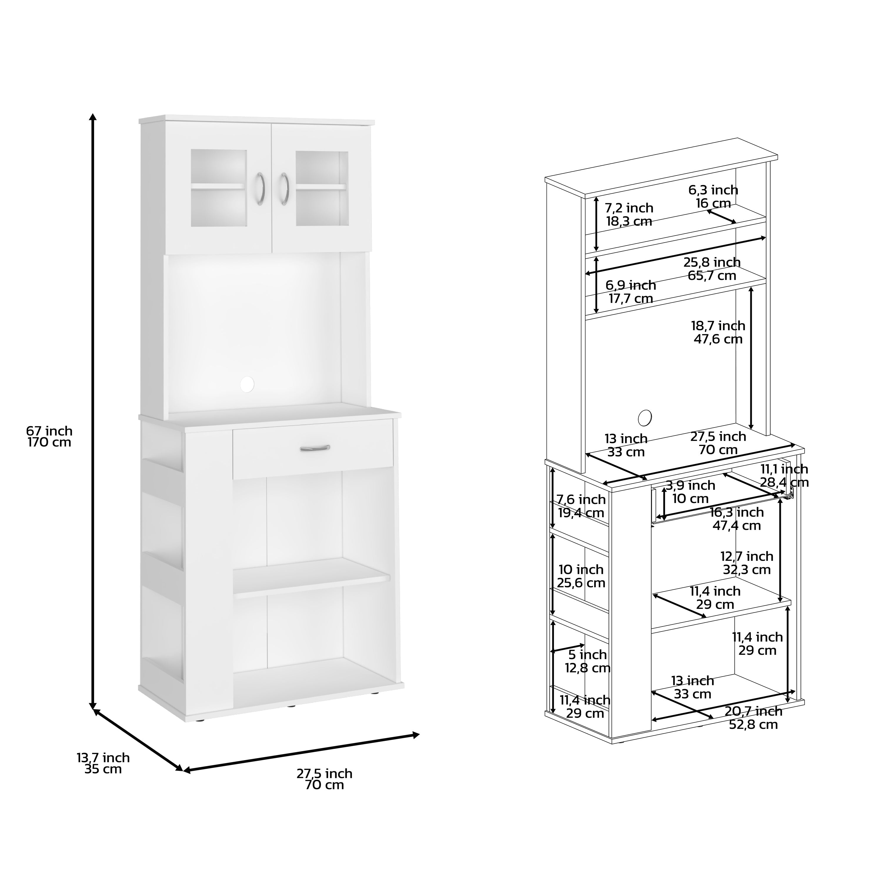 Victoria Pantry Double Door Cabinet, One Drawer, Two Shelves, Three Side Shelves, White - Luciddepo