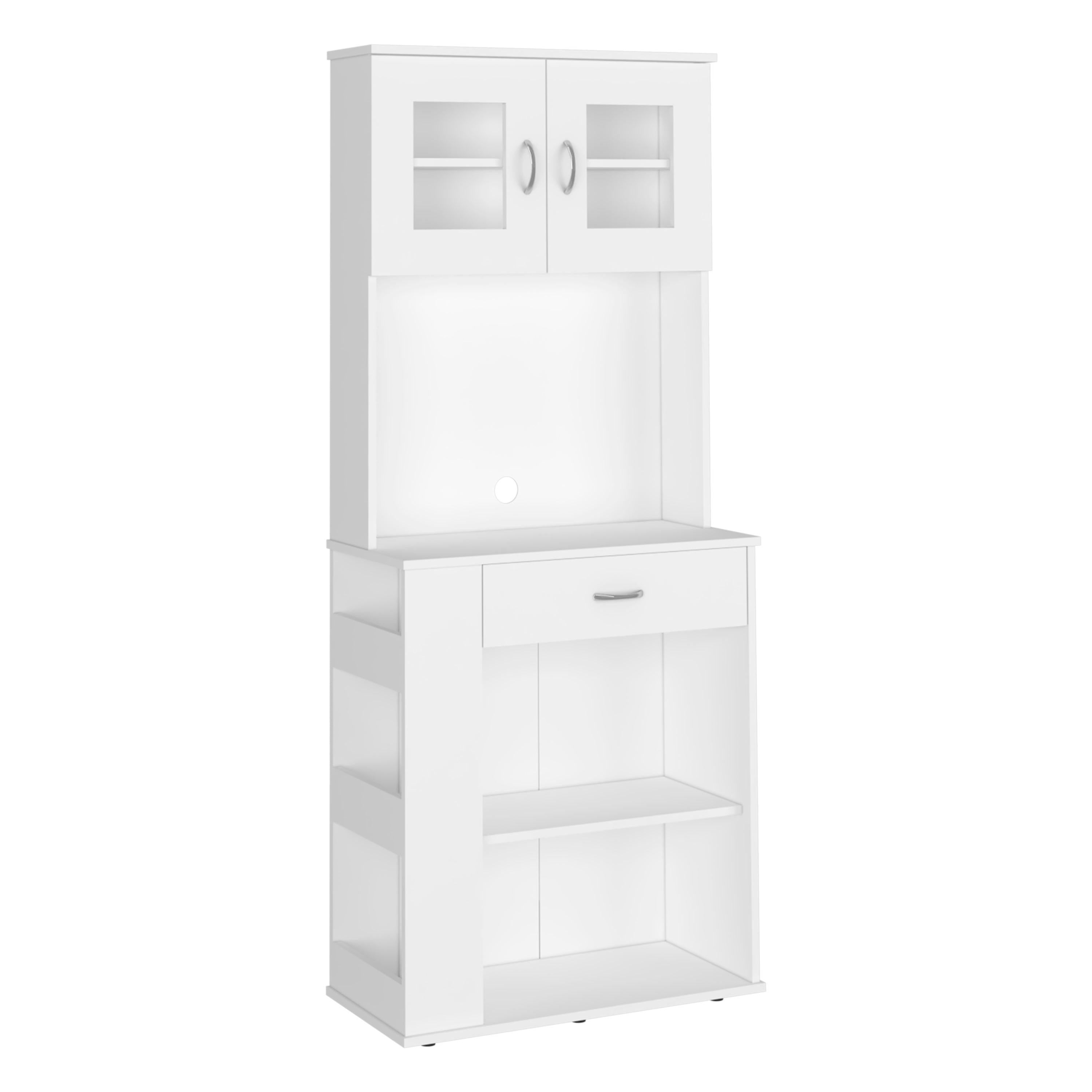 Victoria Pantry Double Door Cabinet, One Drawer, Two Shelves, Three Side Shelves, White - Luciddepo