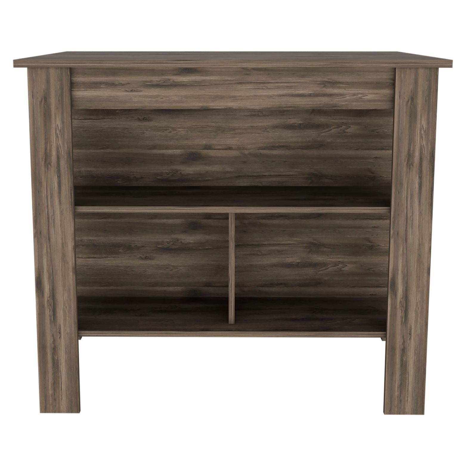 Delos Kitchen Island, Four Legs, Three Shelves, Dark Brown - Luciddepo