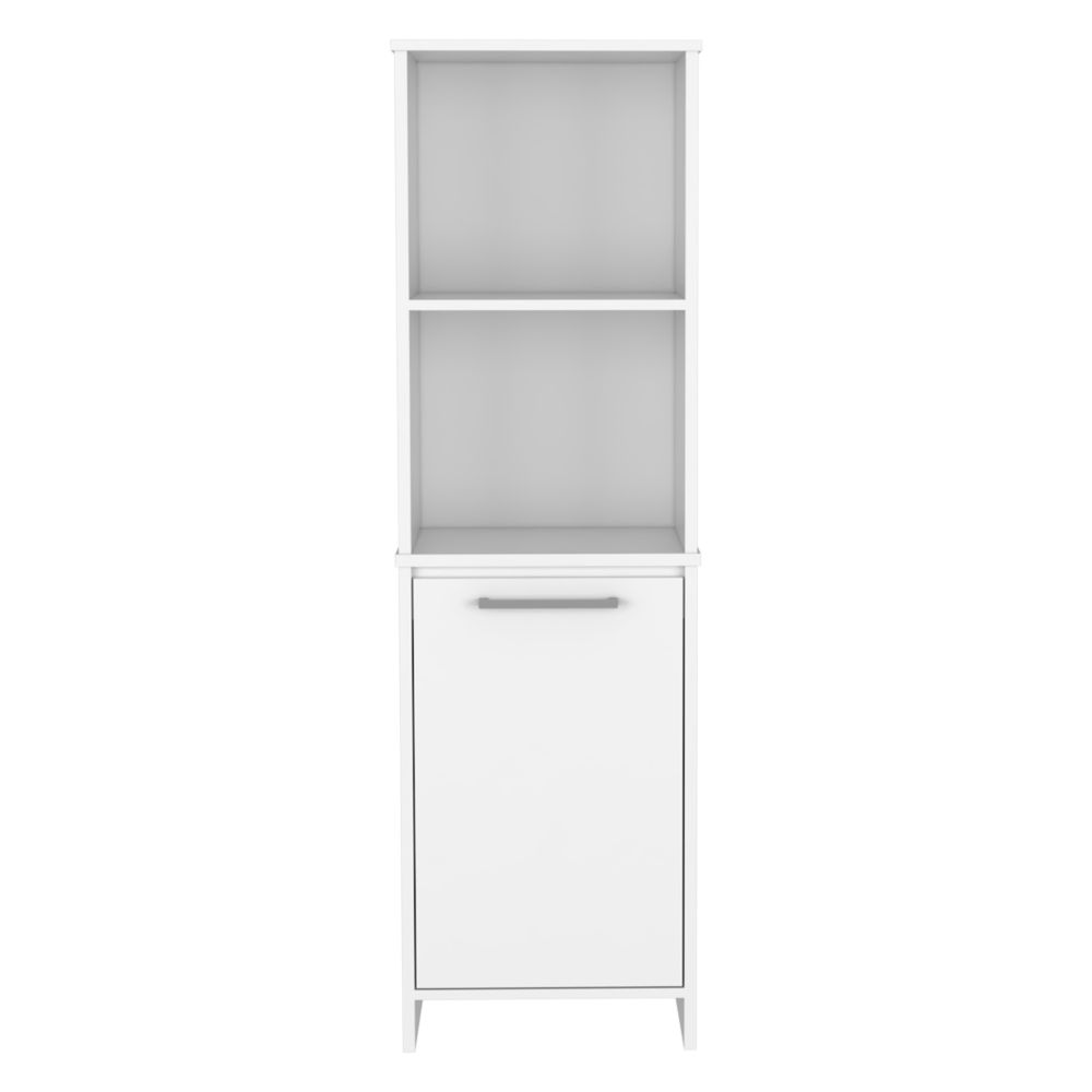 Romulo Kitchen Pantry, Two External Shelves, Single Door Cabinet, Two Interior Shelves, White - Luciddepo