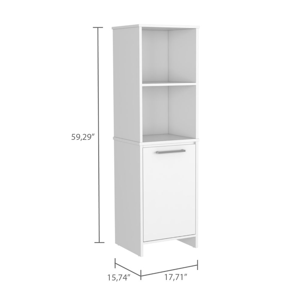 Romulo Kitchen Pantry, Two External Shelves, Single Door Cabinet, Two Interior Shelves, White - Luciddepo