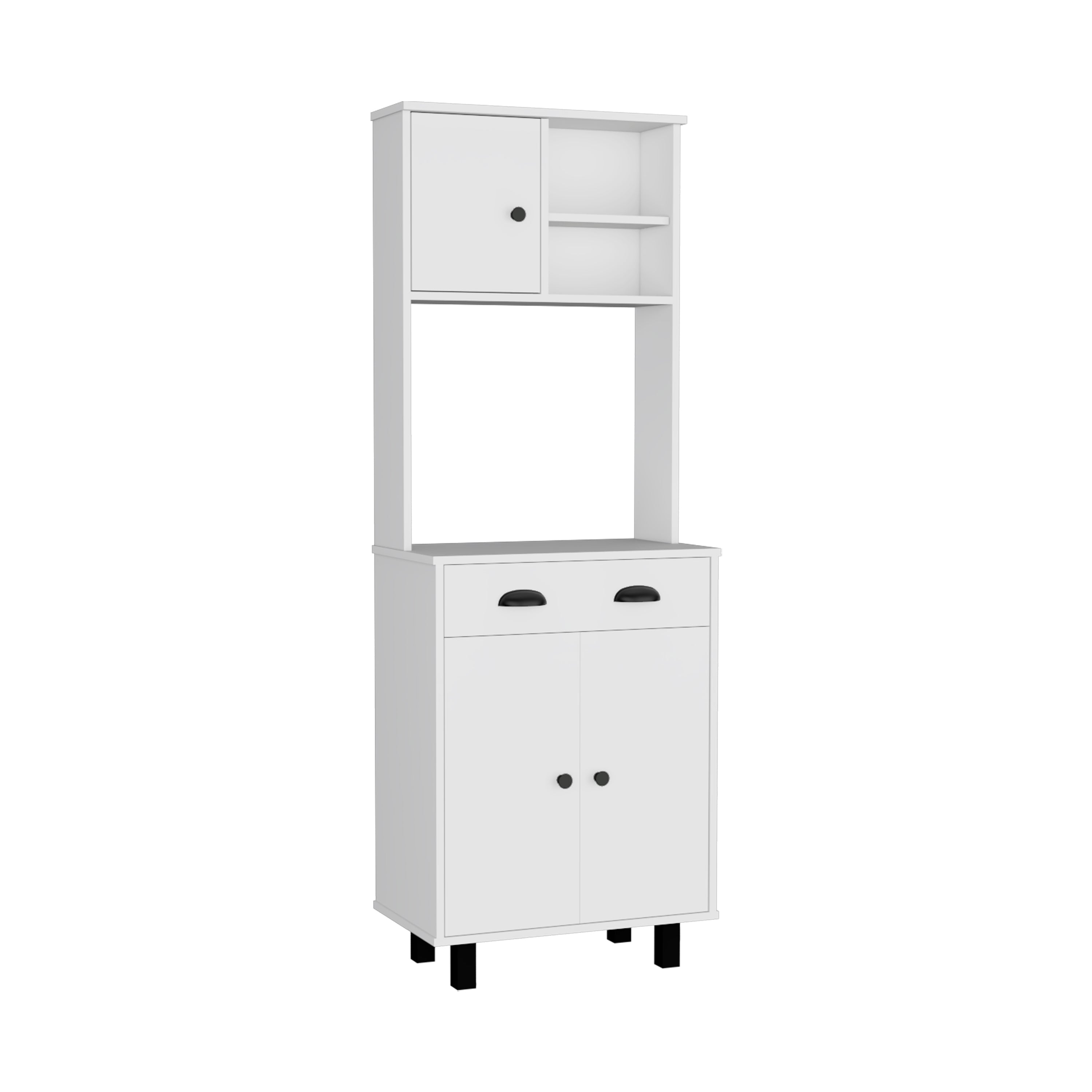 Waco 67" H Kitchen Pantry with Two Cabinets, Two Open Shelves, and One Drawer,White - Luciddepo