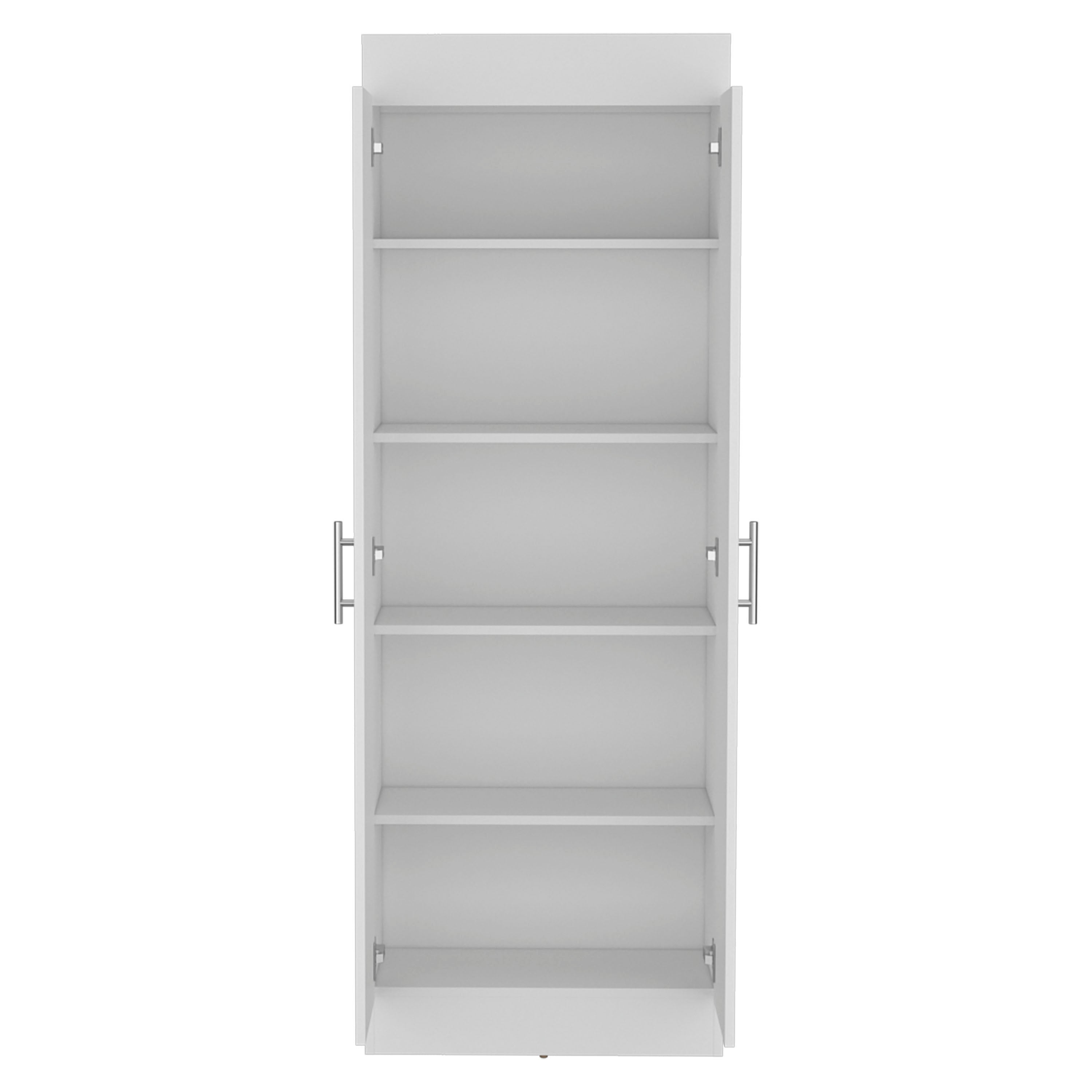 Teller Pantry Cabinet with 5 Shelves, White - Luciddepo