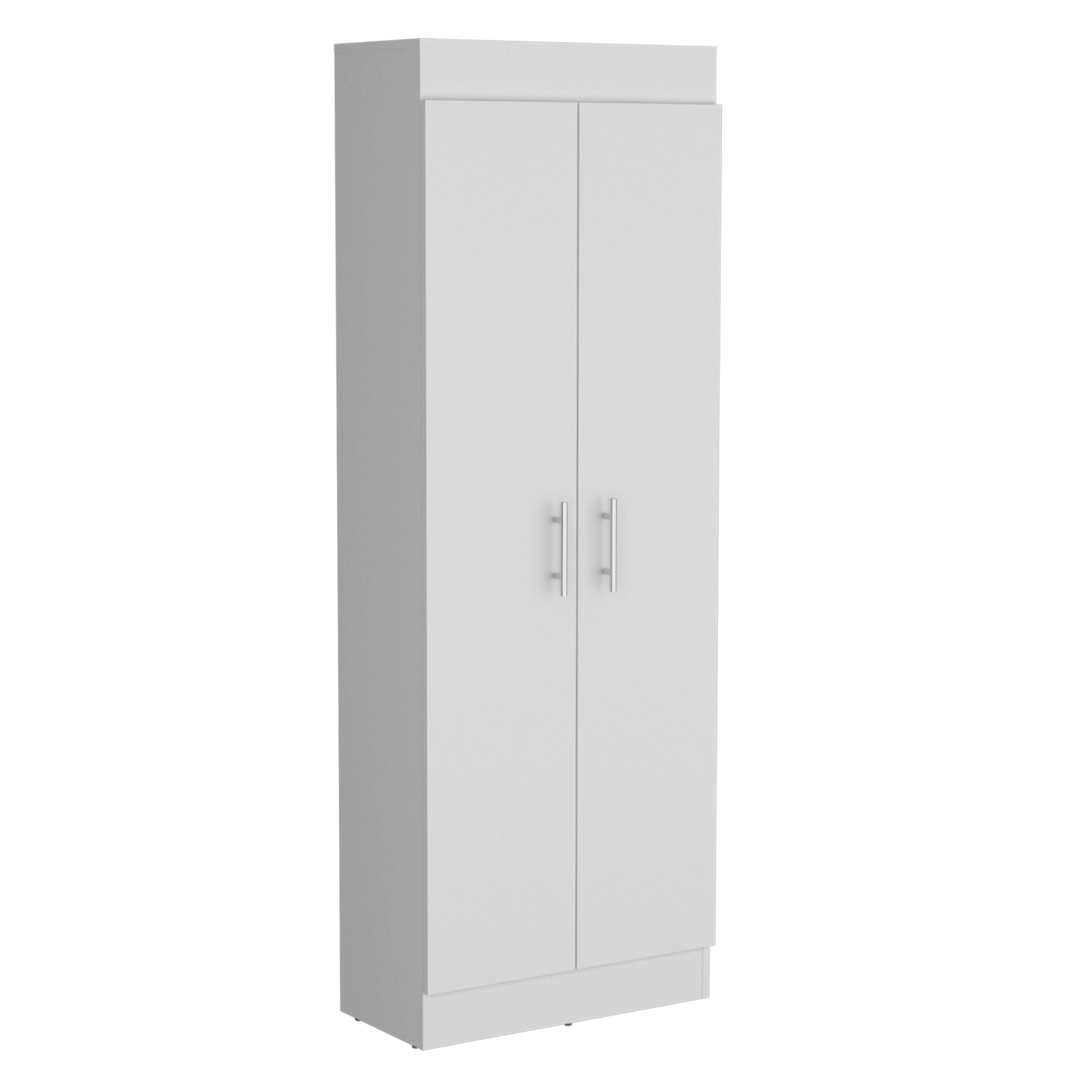 Teller Pantry Cabinet with 5 Shelves, White - Luciddepo