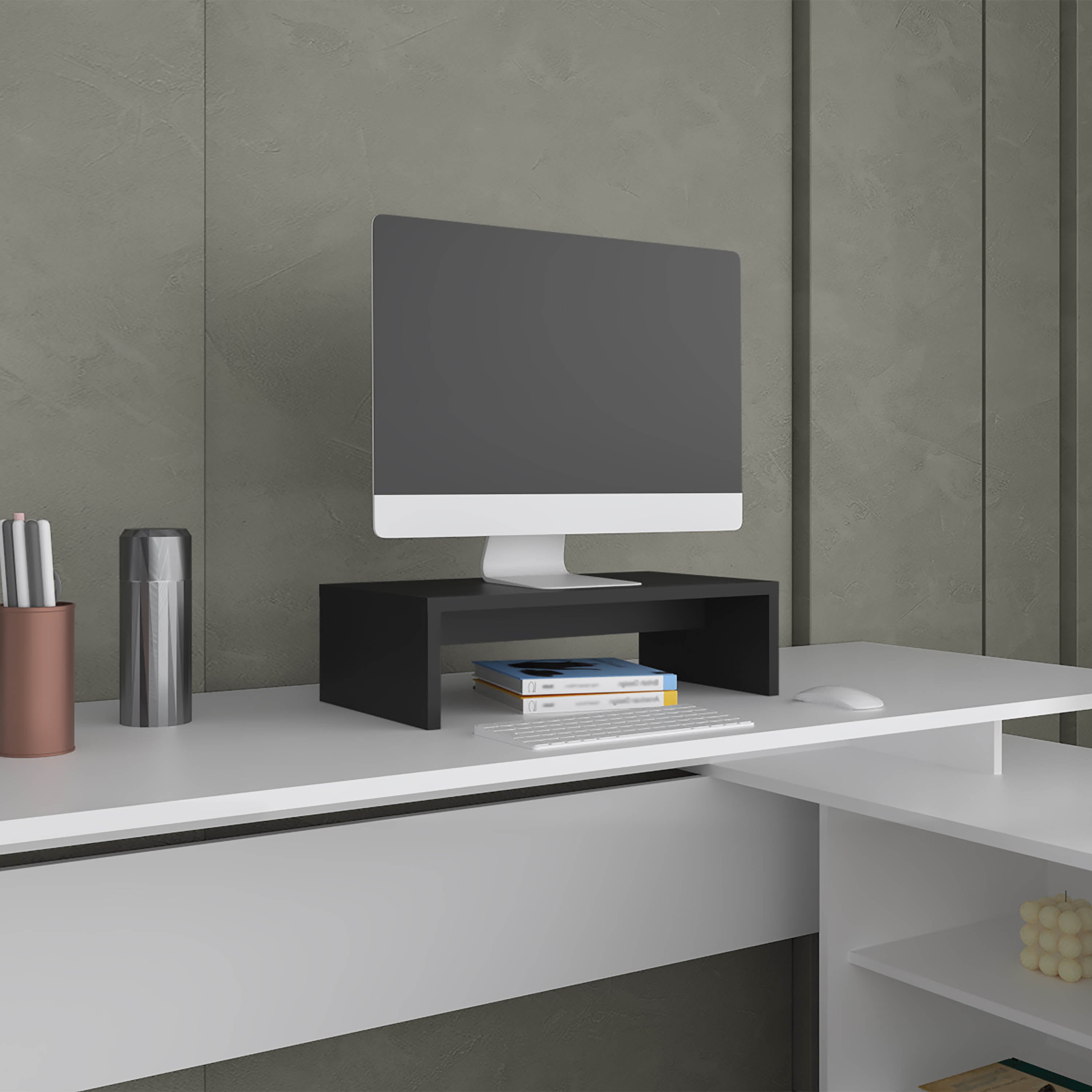 Elim Desk with 1 Shelf, Black - Luciddepo