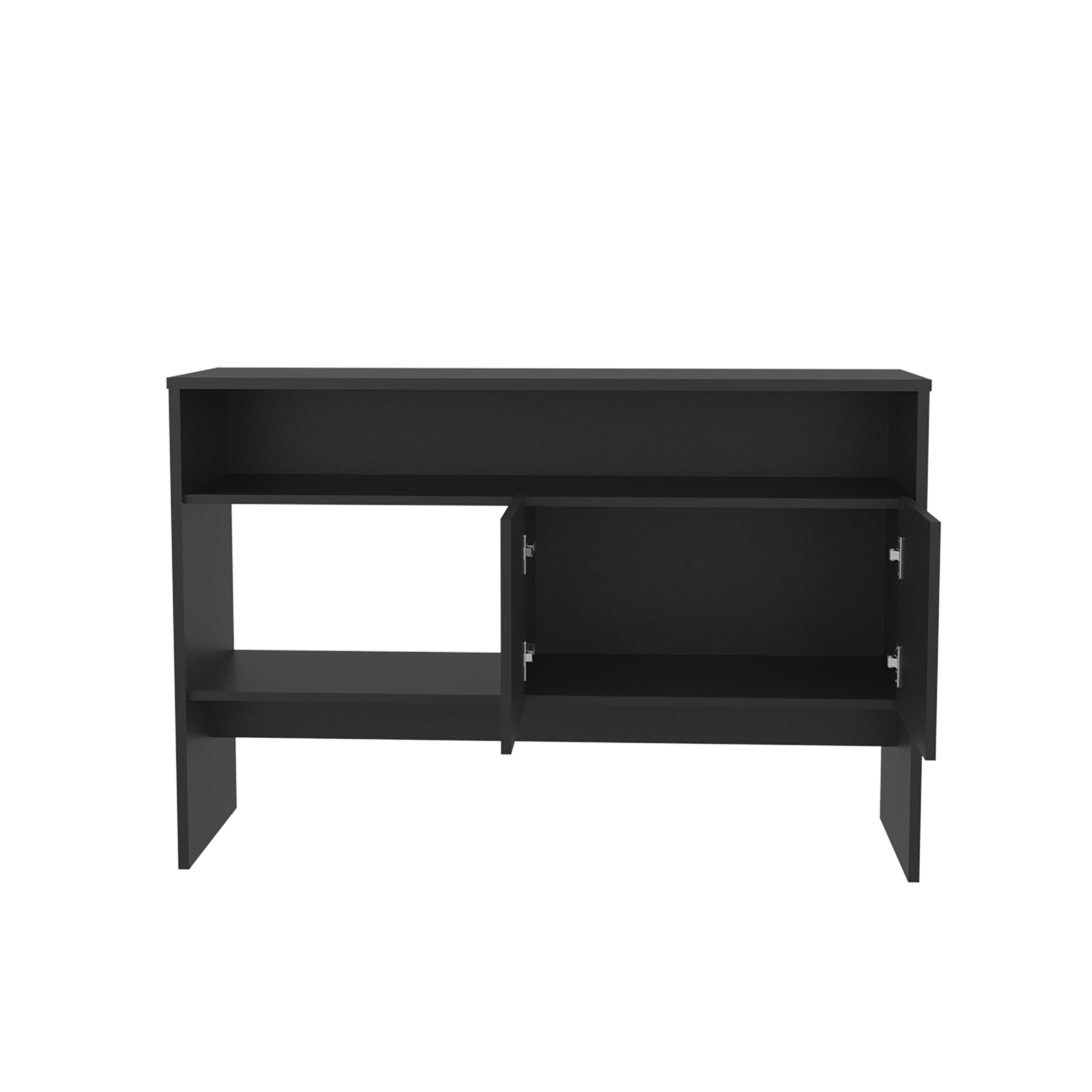 Salcha Console Table with 2 Doors and 3 Shelves, Black - Luciddepo