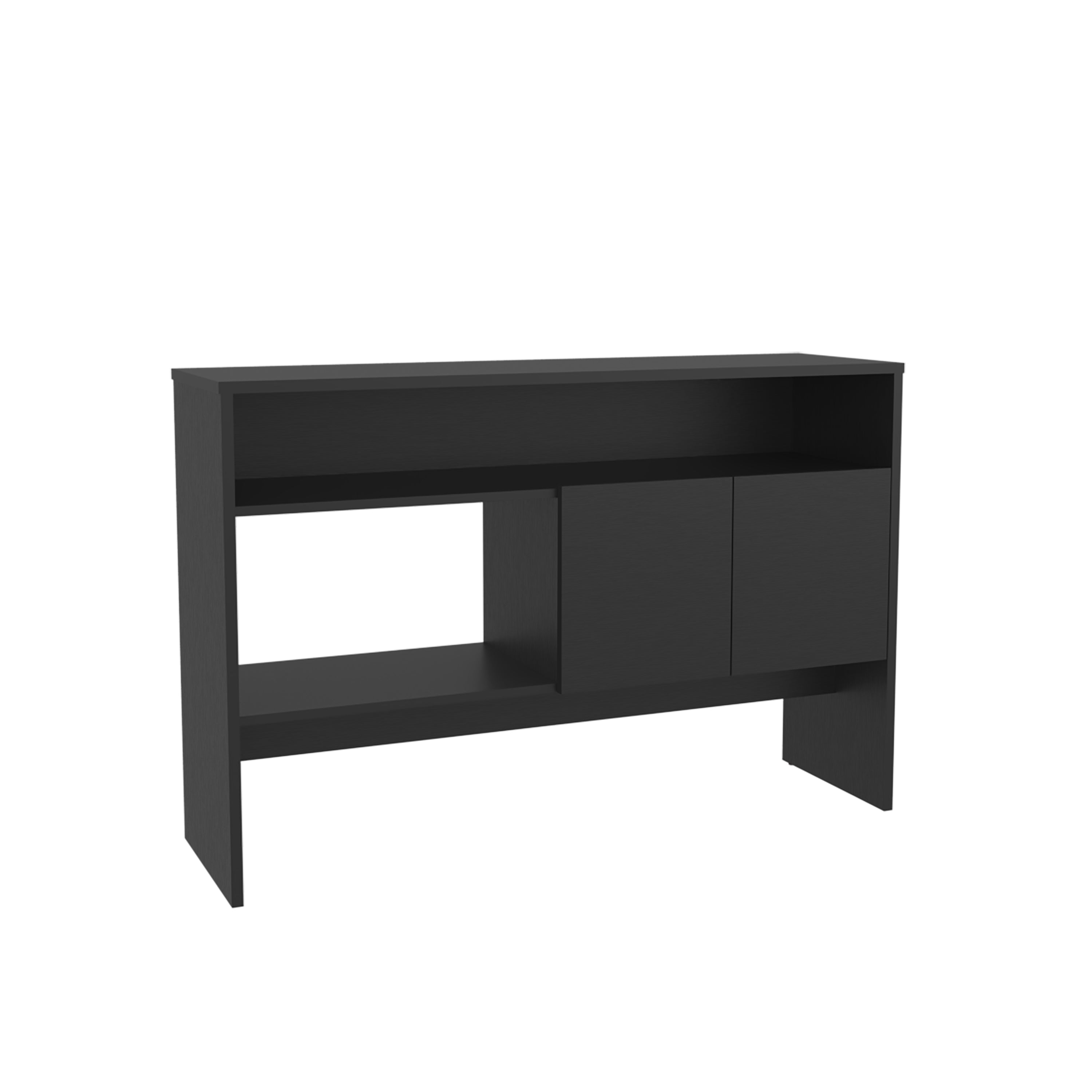 Salcha Console Table with 2 Doors and 3 Shelves, Black - Luciddepo