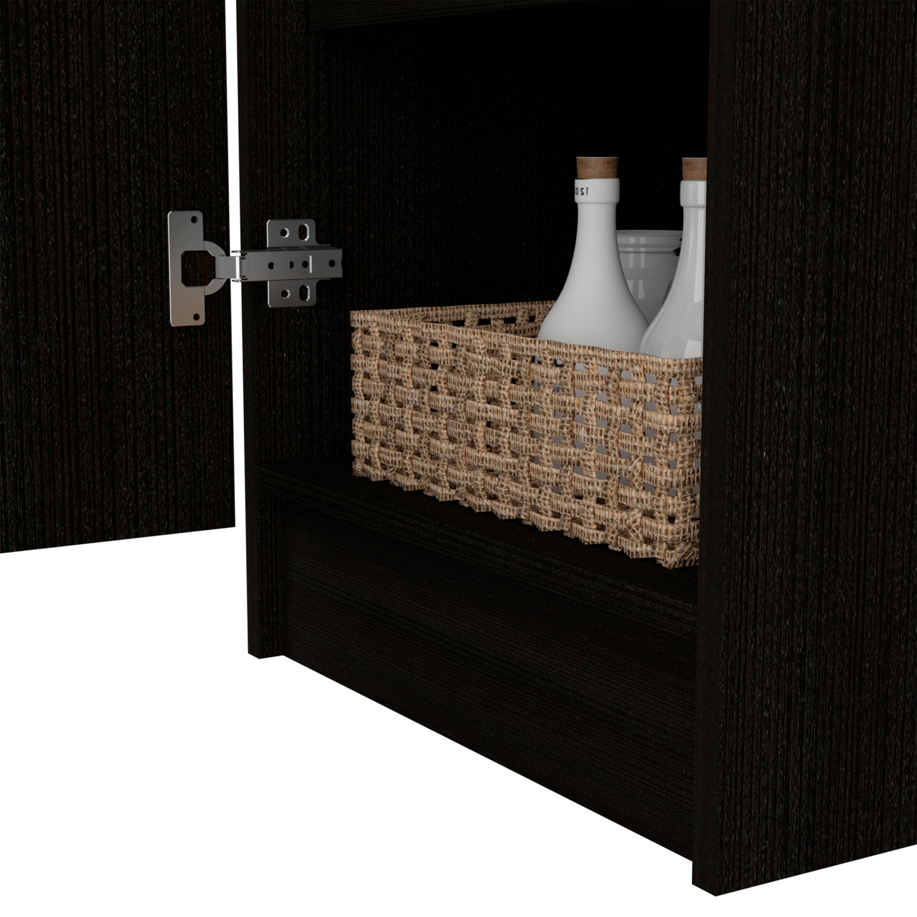 Uluru Kitchen Pantry, Single Door Cabinet, Four Interior Shelves, Black - Luciddepo