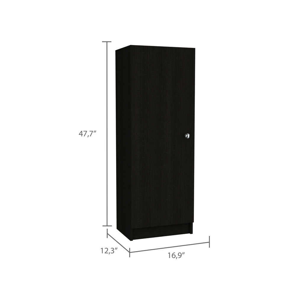 Uluru Kitchen Pantry, Single Door Cabinet, Four Interior Shelves, Black - Luciddepo