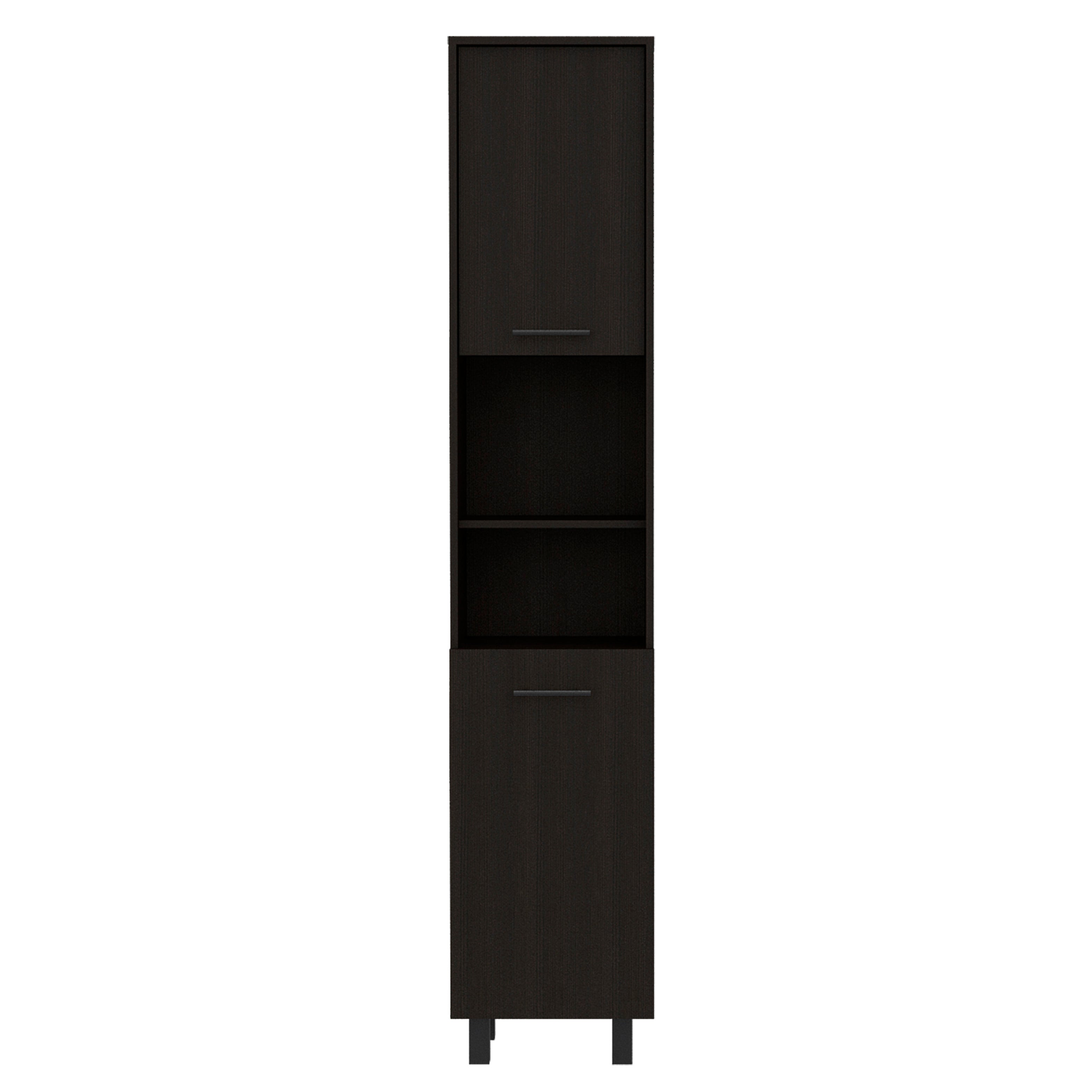Ikaria Kitchen Pantry, Two Shelves, Three Interior, Shelves, Black - Luciddepo