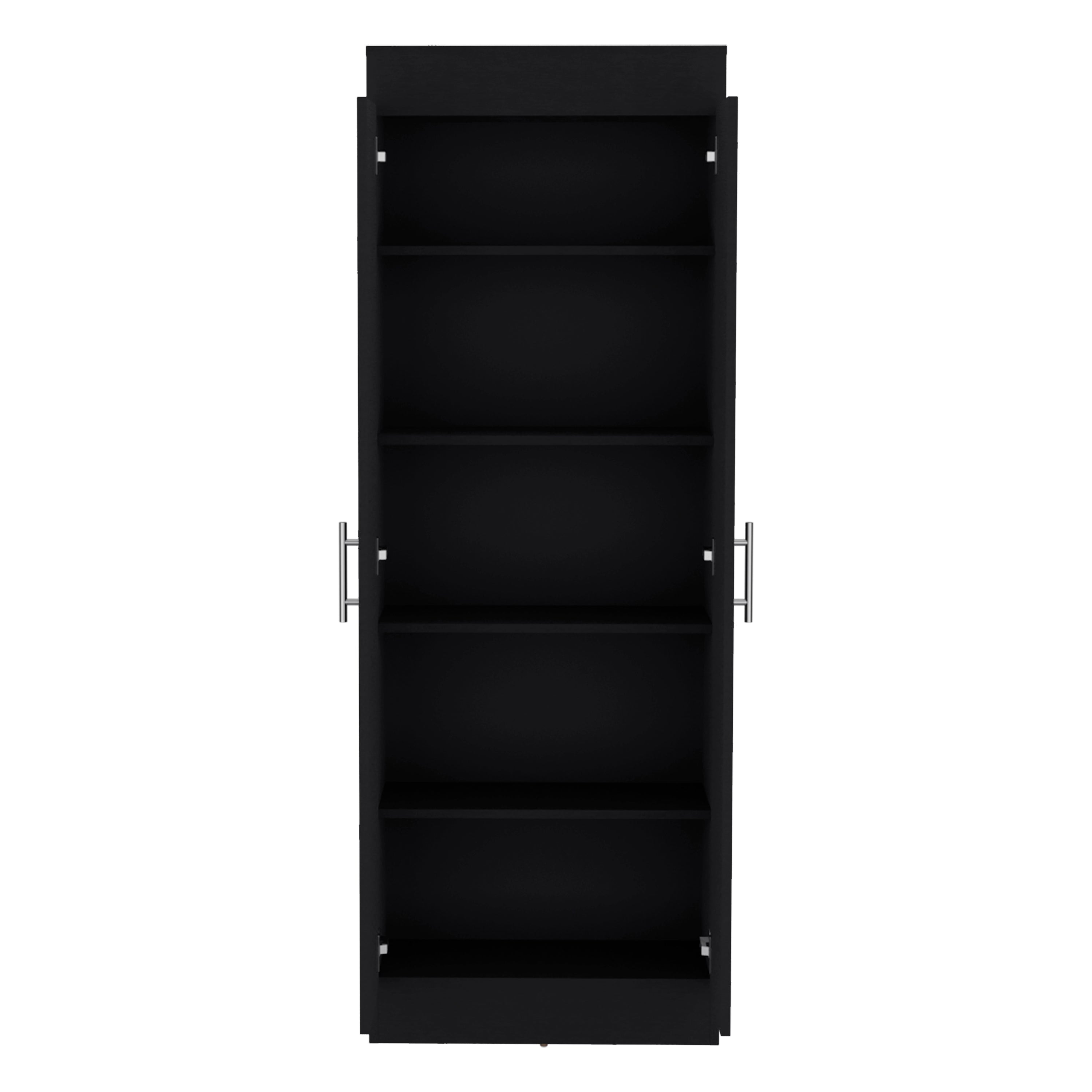 Teller Pantry Cabinet with 5 Shelves, Black - Luciddepo