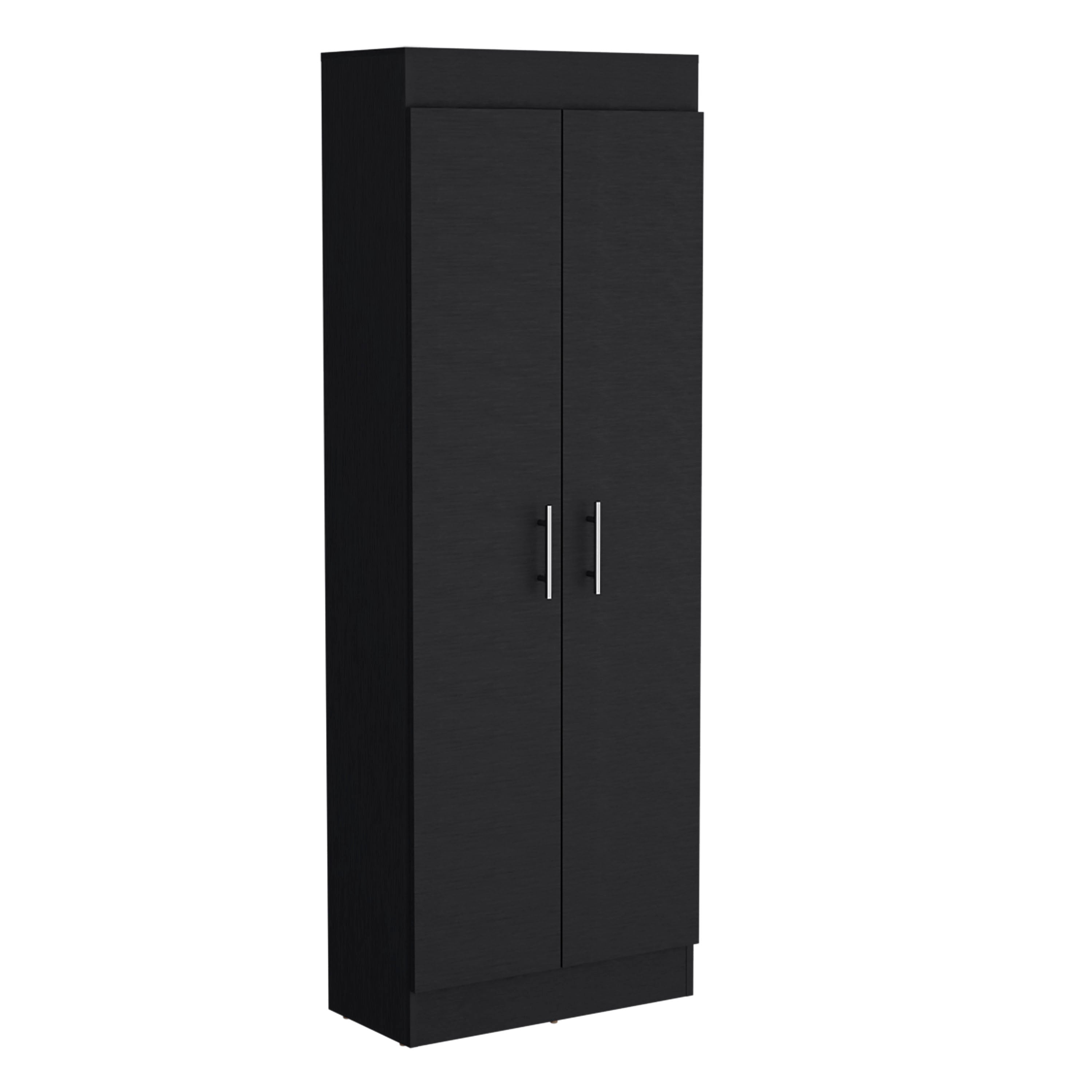 Teller Pantry Cabinet with 5 Shelves, Black - Luciddepo