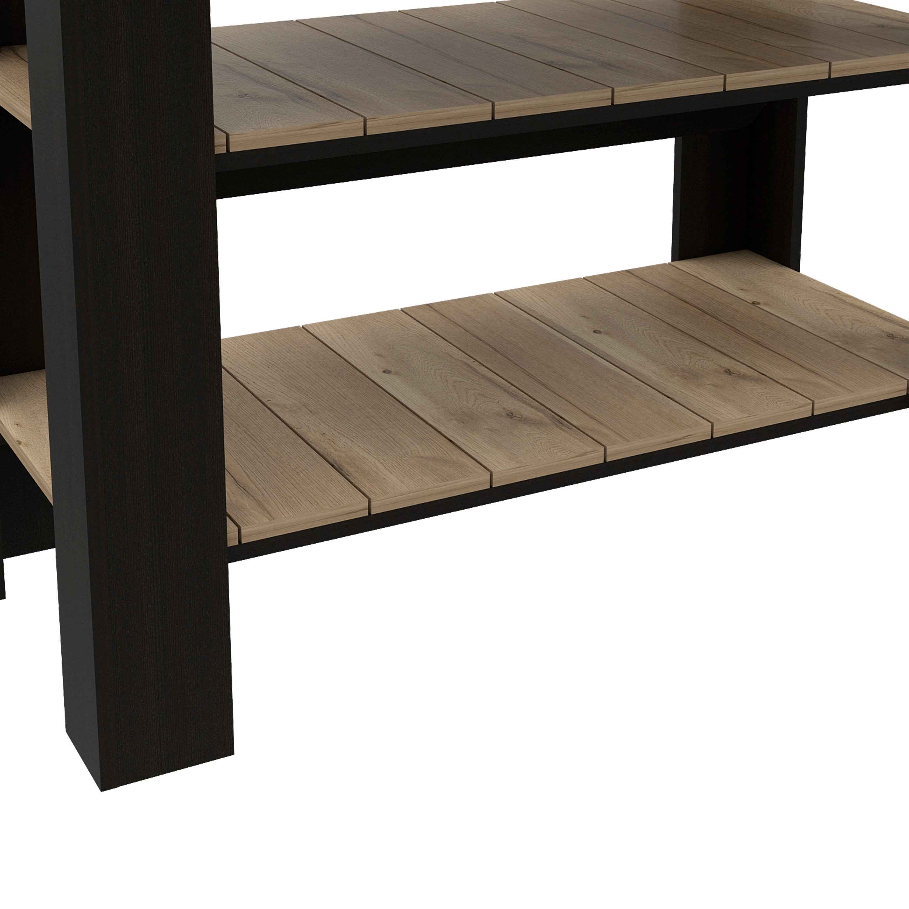 Delos 40 Kitchen Island, Two Shelves, One Drawer, Four Legs, Black / Light Oak