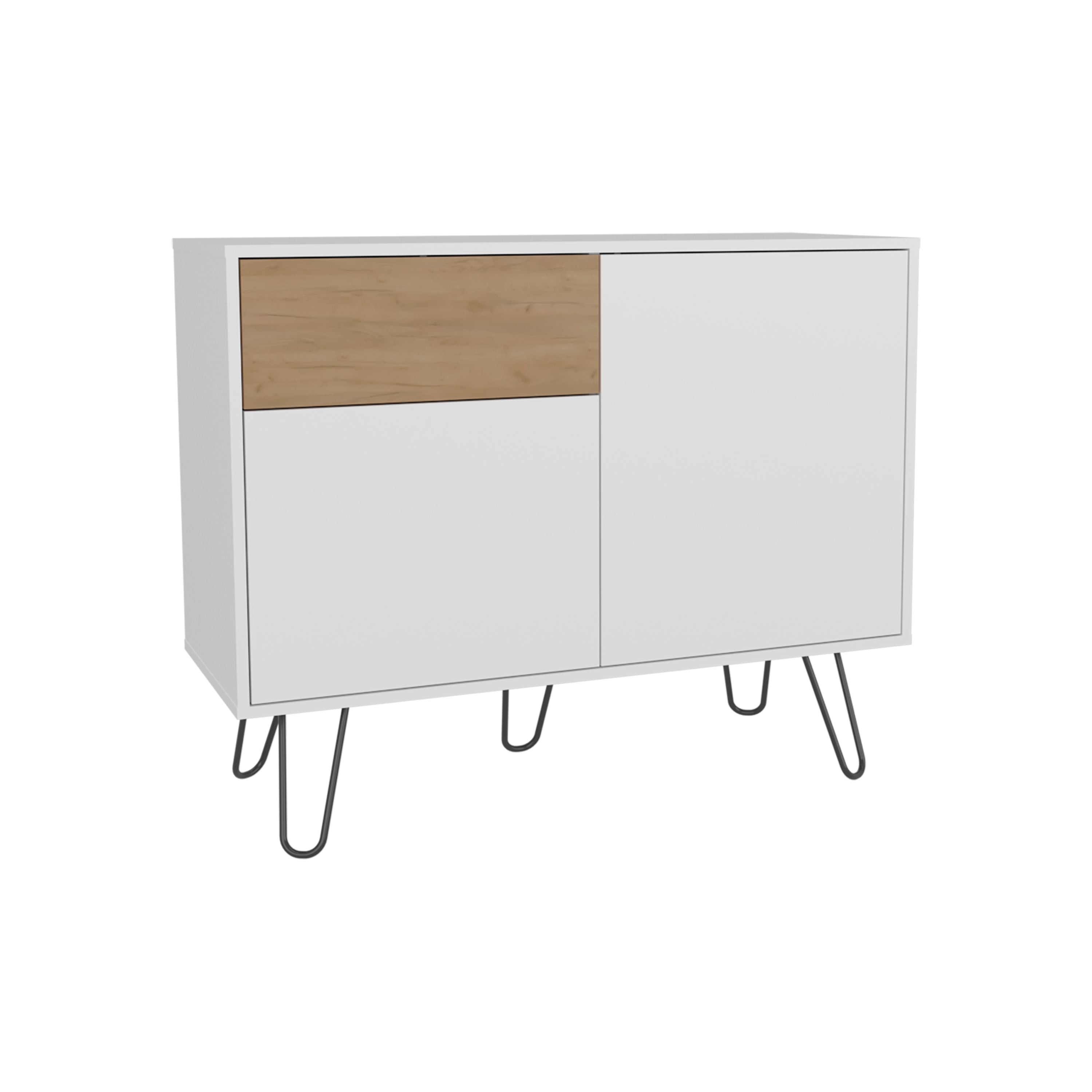 Chelan Sideboard, 2 Doors, 1 Drawer, 4 Shelves, White / Natural Oak - Luciddepo