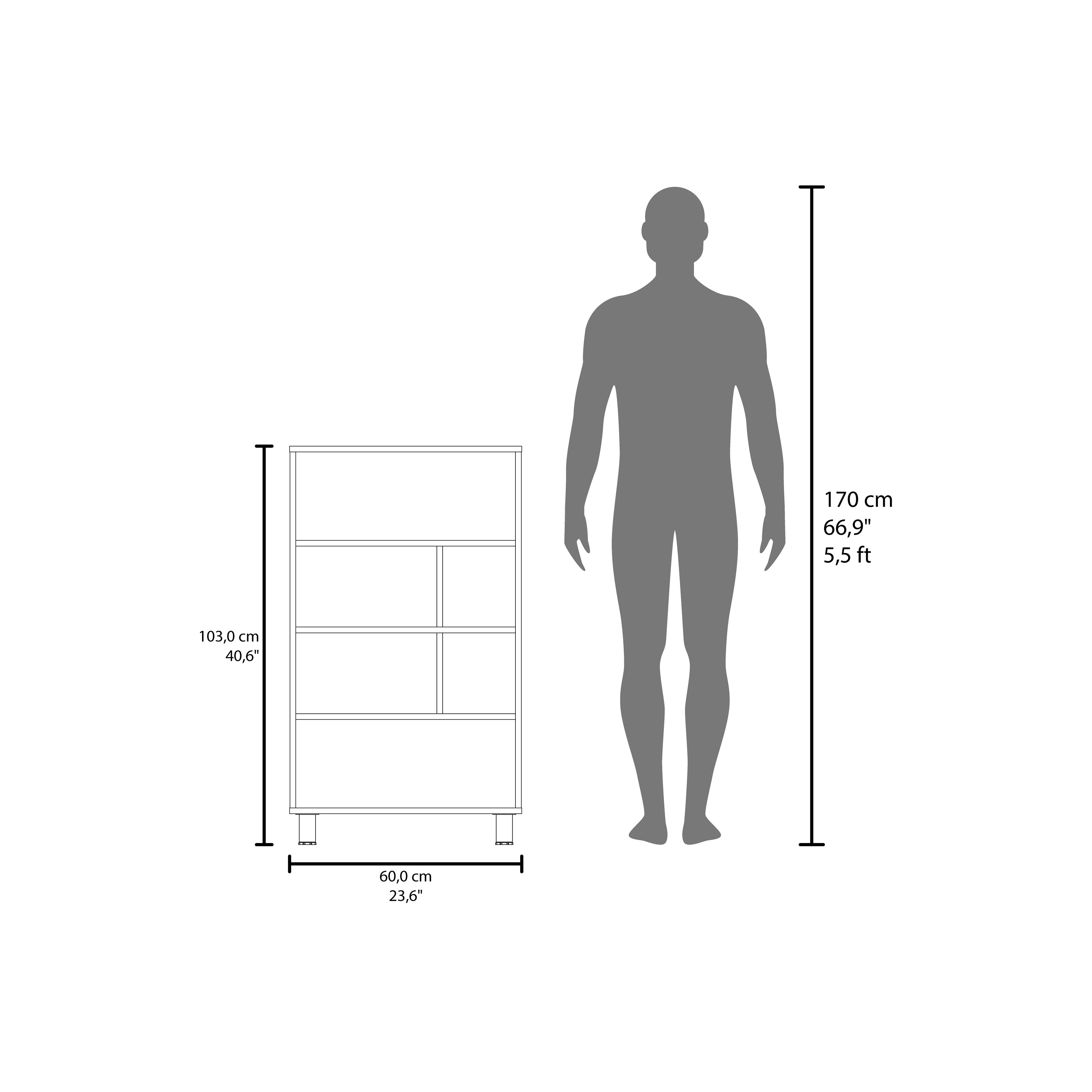 Akiak Bookcase, 6 shelves, 4 legs, Black - Luciddepo