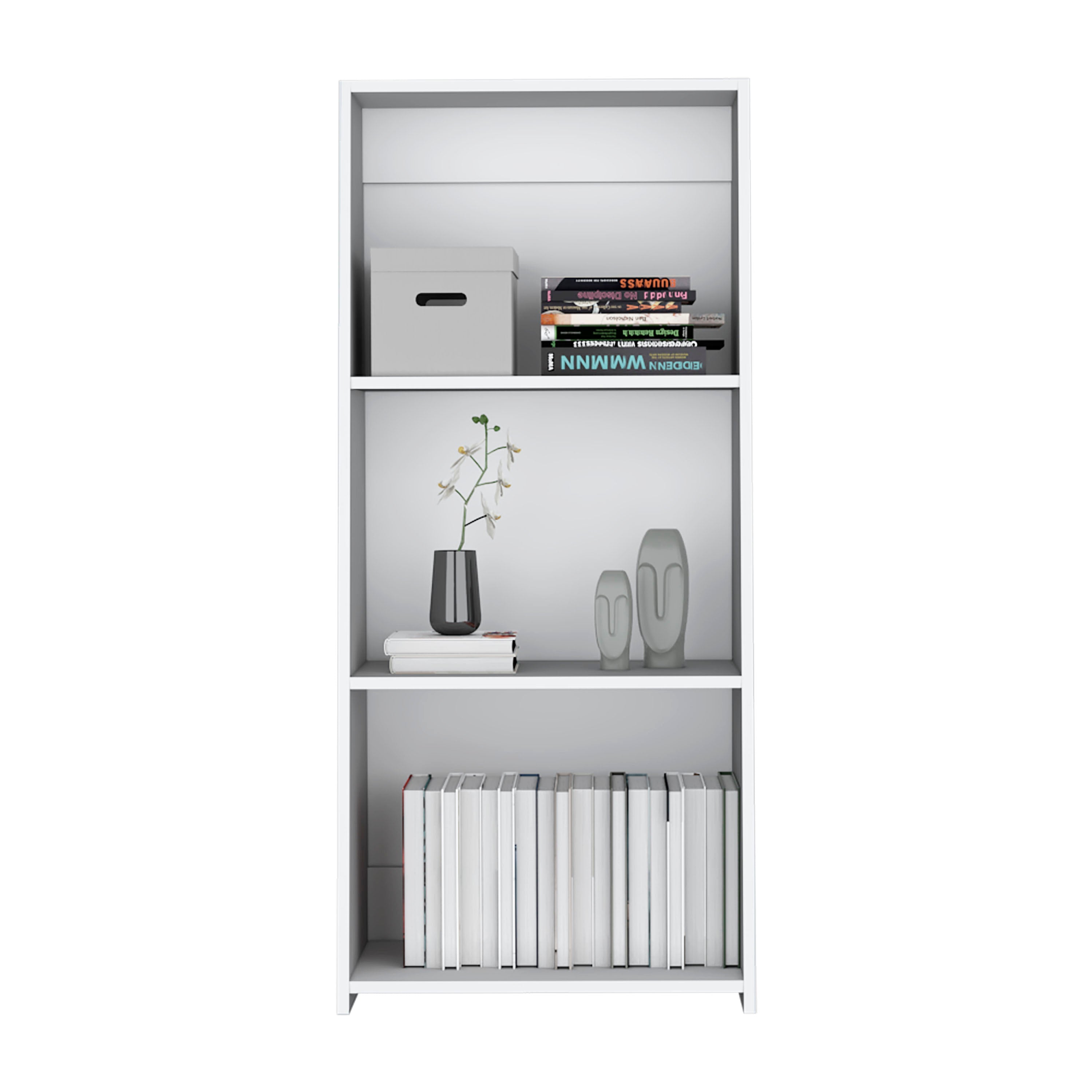 Gakona Bookcase, 3 shelves, White - Luciddepo