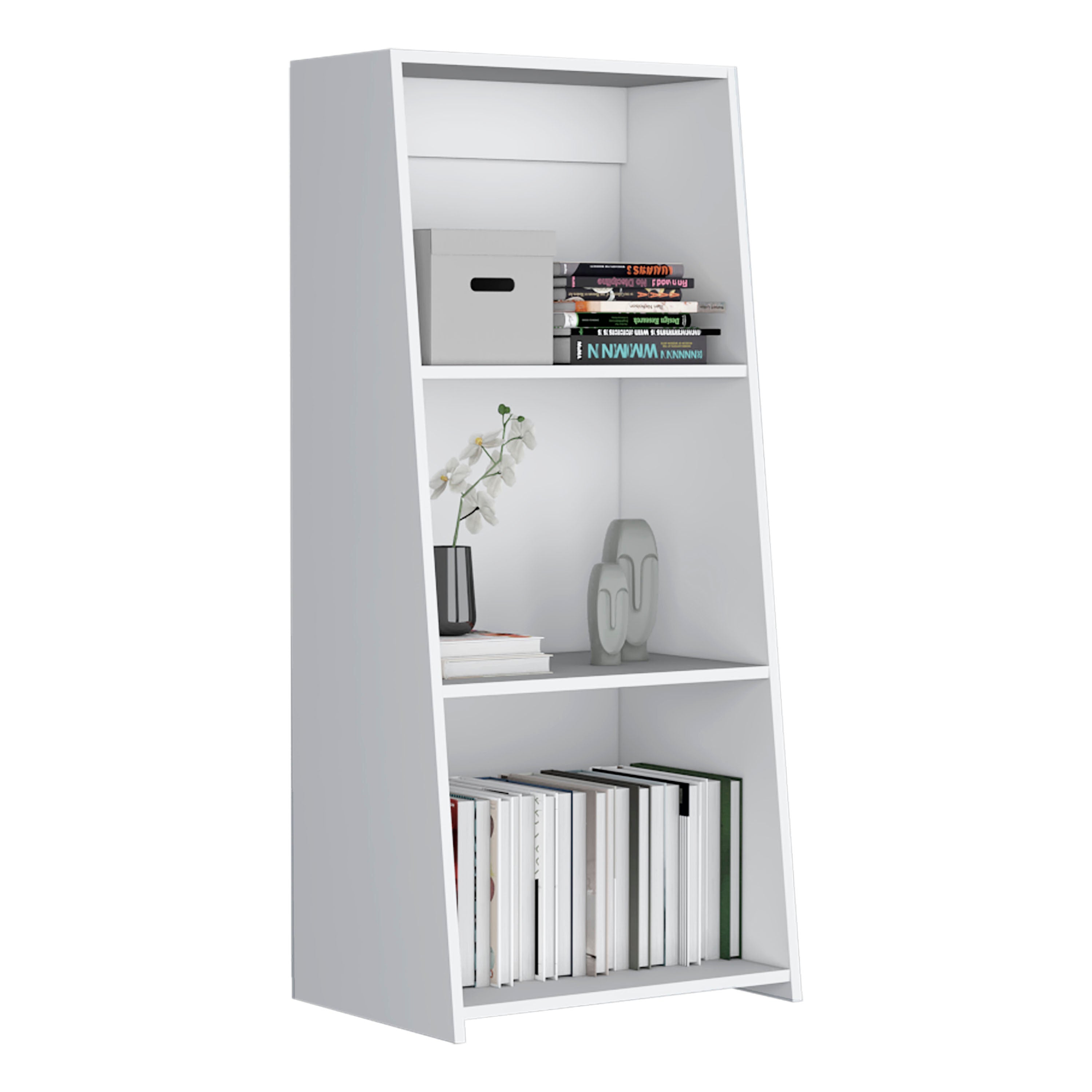 Gakona Bookcase, 3 shelves, White - Luciddepo