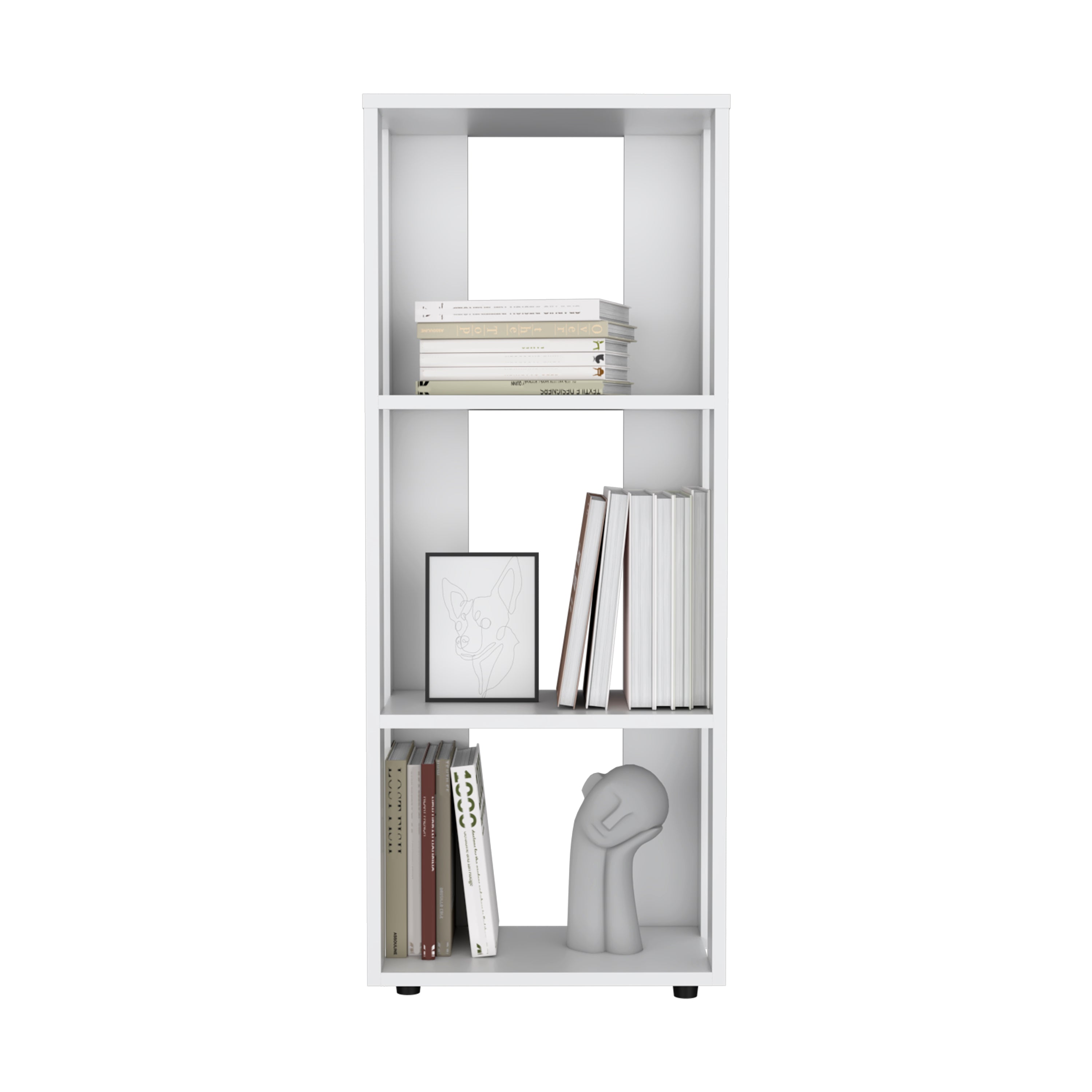 Laurier Office Library, 3 Shelves, White - Luciddepo