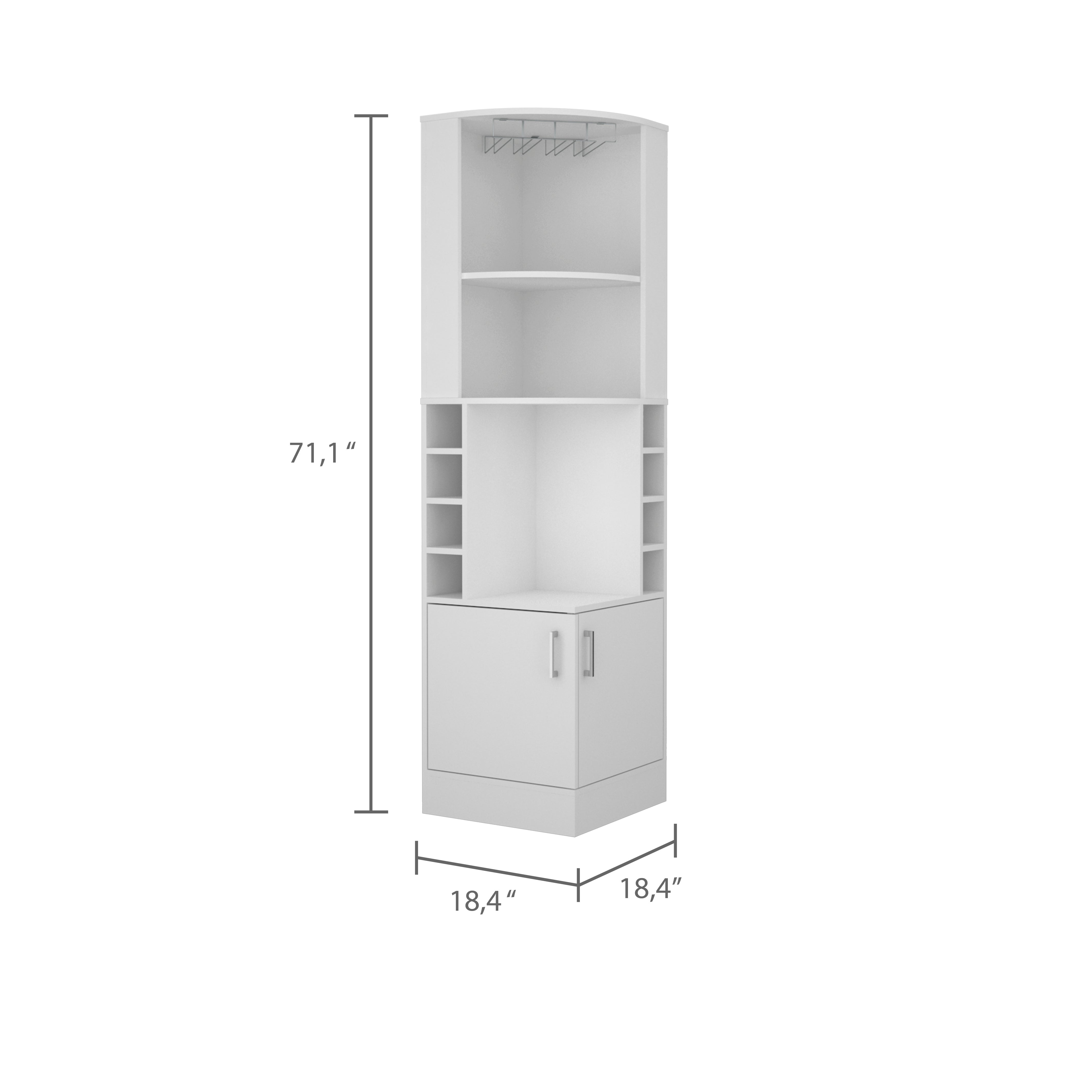 Egina Corner Bar Cabinet, Two External Shelves , White - Luciddepo