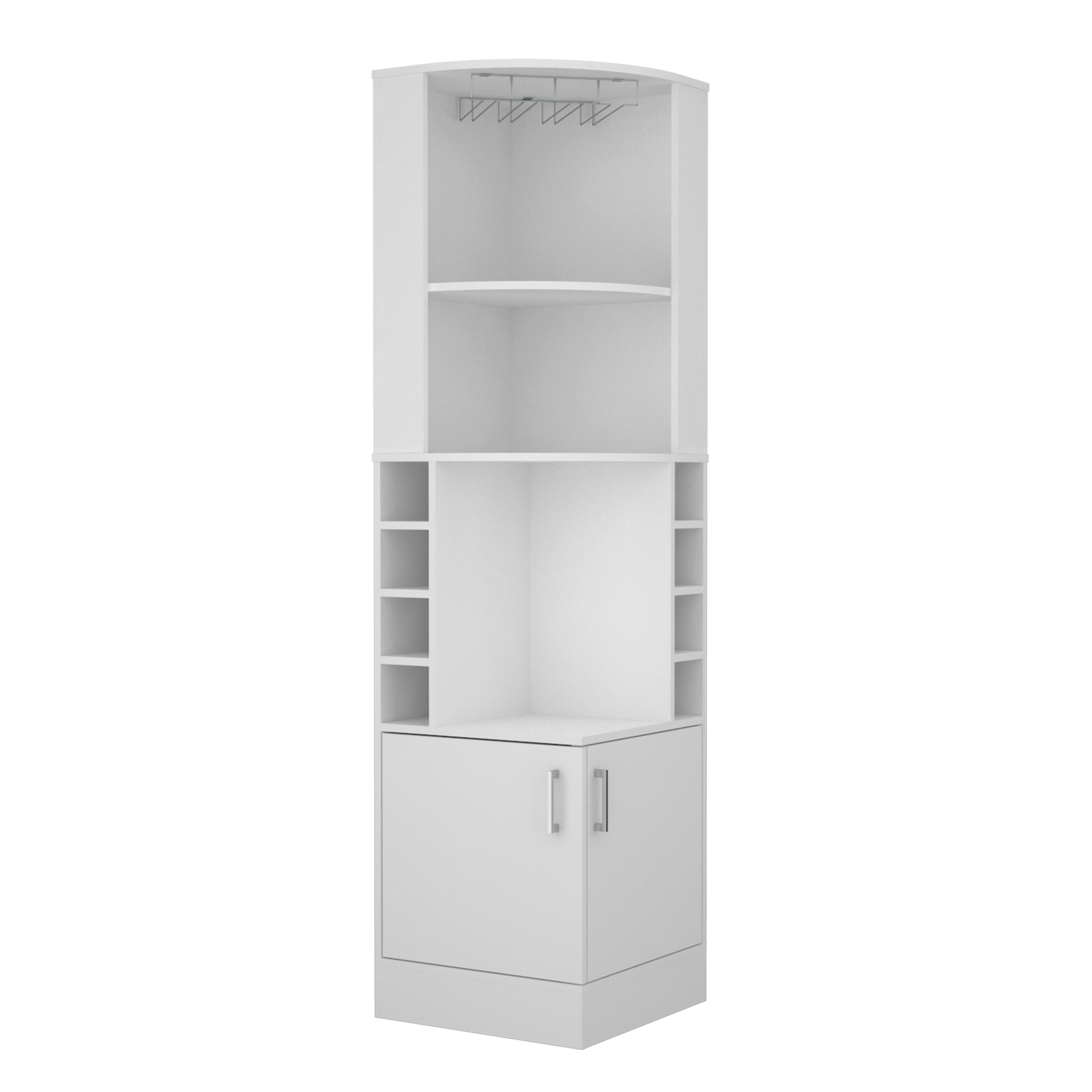Egina Corner Bar Cabinet, Two External Shelves , White - Luciddepo