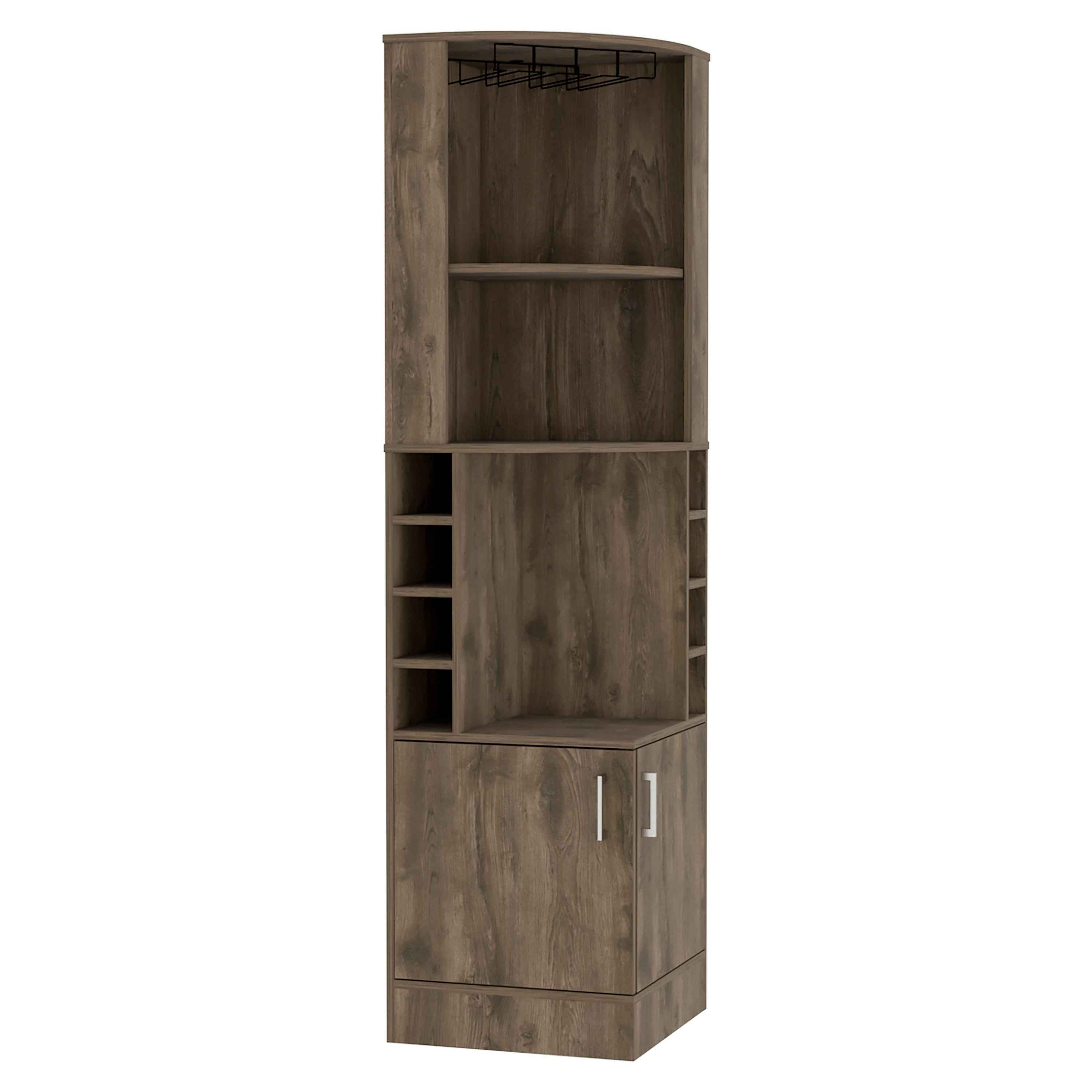 Egina Bar Cabinet Two Drawers, Eight Bottle Cubbies, Two Large Open Shelves, Dark Brown