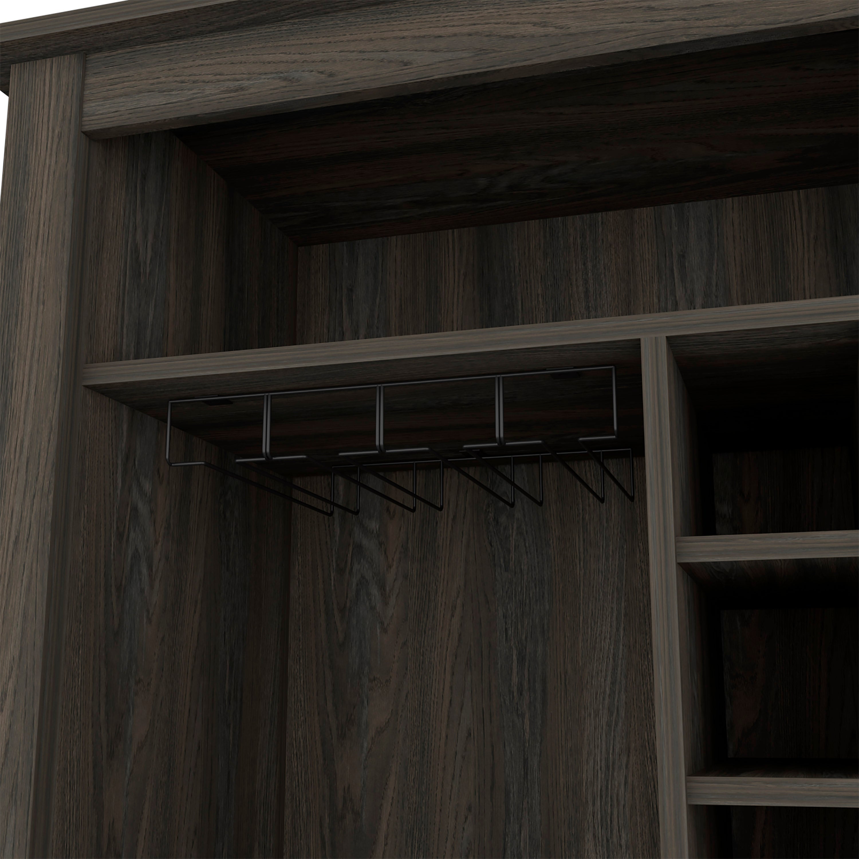 Mojito Bar Cabinet, Six Built-in Wine Rack, One Open Drawer, One Open Shelf, Carbon Espresso - Luciddepo