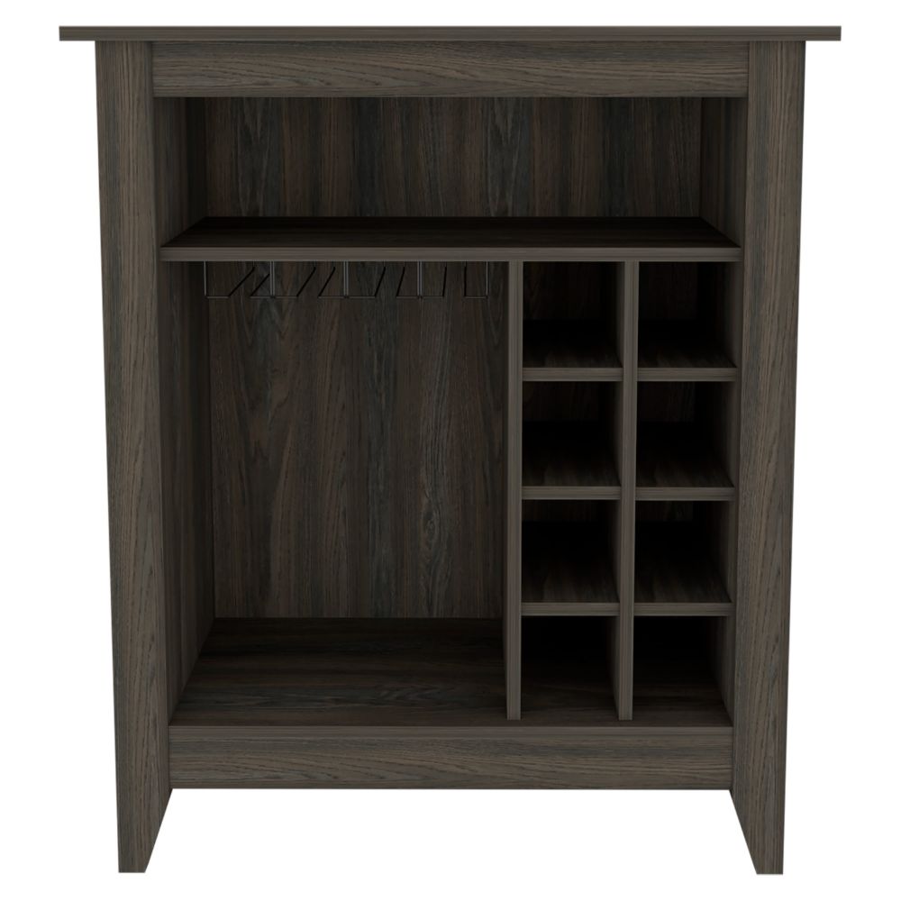 Mojito Bar Cabinet, Six Built-in Wine Rack, One Open Drawer, One Open Shelf, Carbon Espresso - Luciddepo