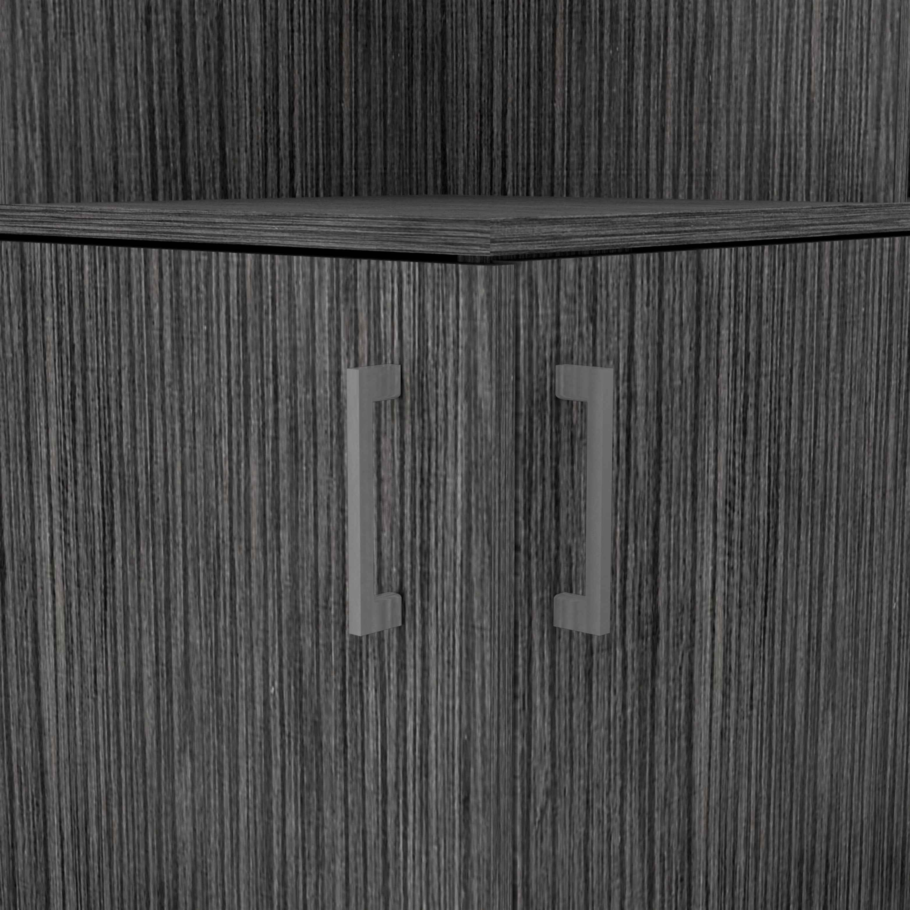 Egina Corner Bar Cabinet, Two External Shelves, Smokey Oak