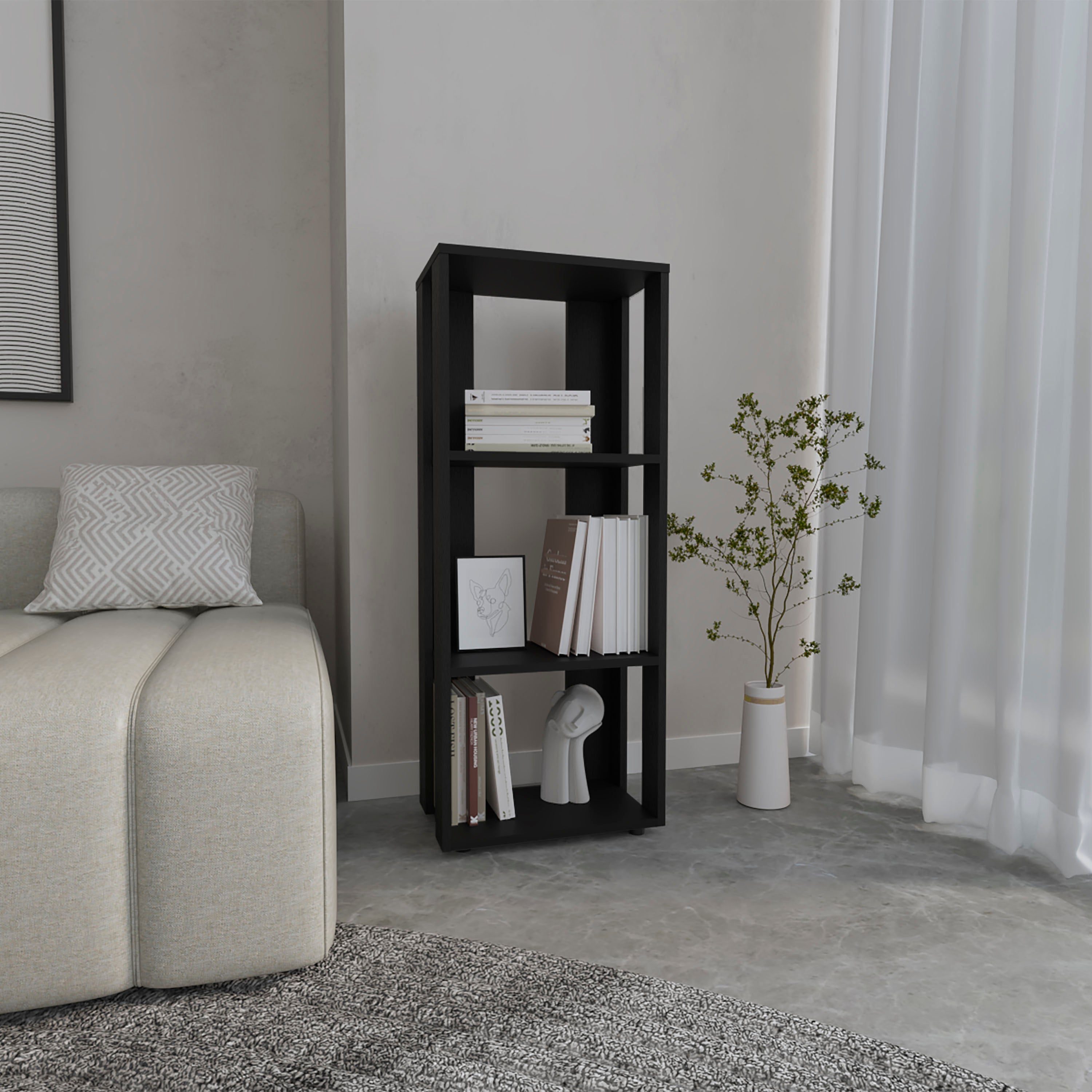 Laurier Office Library, 3 Shelves, Black - Luciddepo