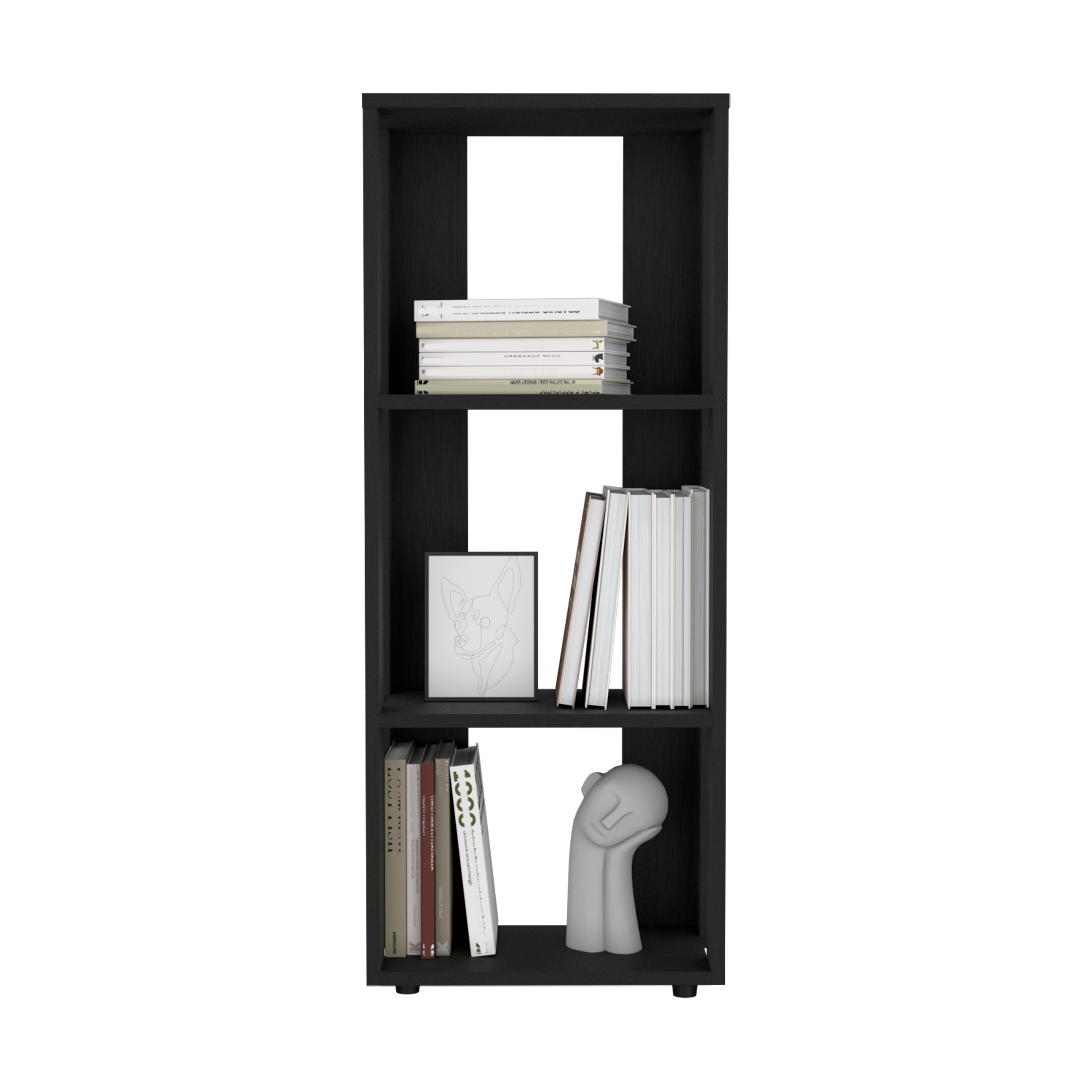 Laurier Office Library, 3 Shelves, Black - Luciddepo