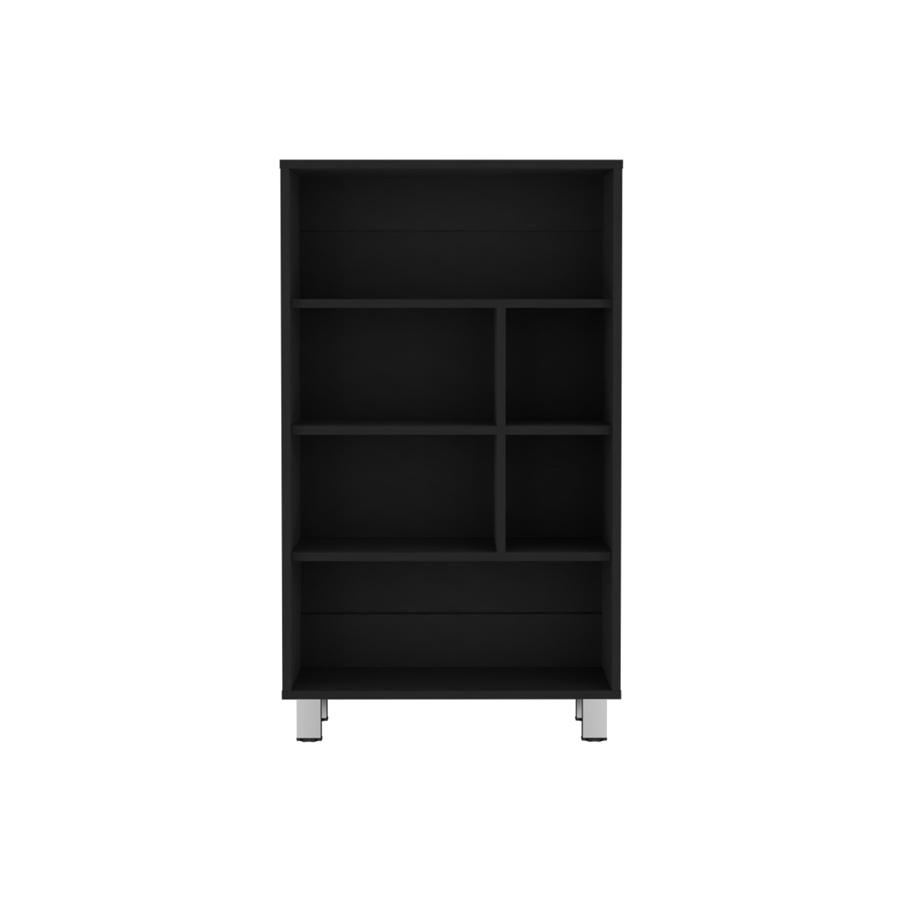 Akiak Bookcase, 6 shelves, 4 legs, Black - Luciddepo