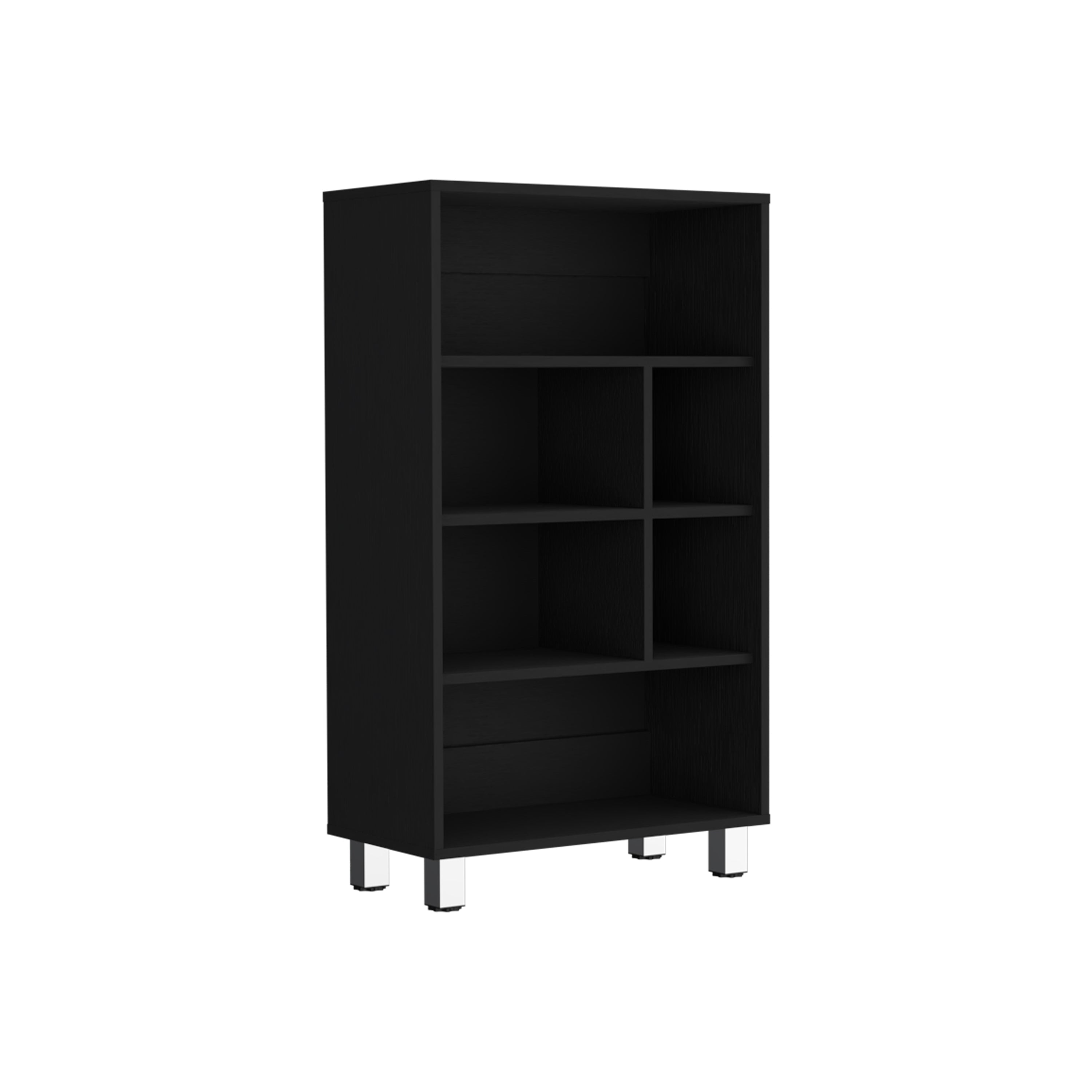 Akiak Bookcase, 6 shelves, 4 legs, Black - Luciddepo