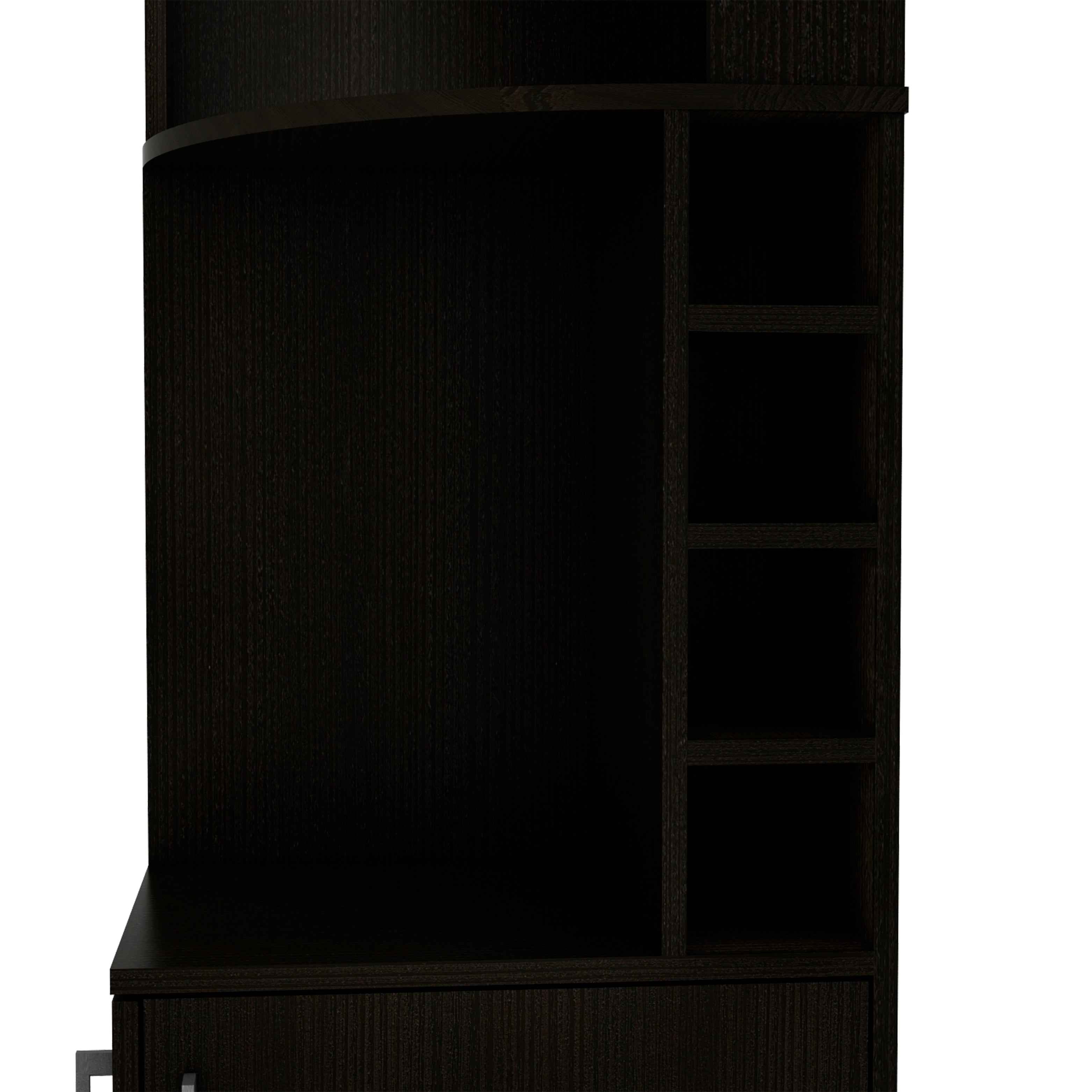 Egina Corner Bar Cabinet, Two External Shelves, Black