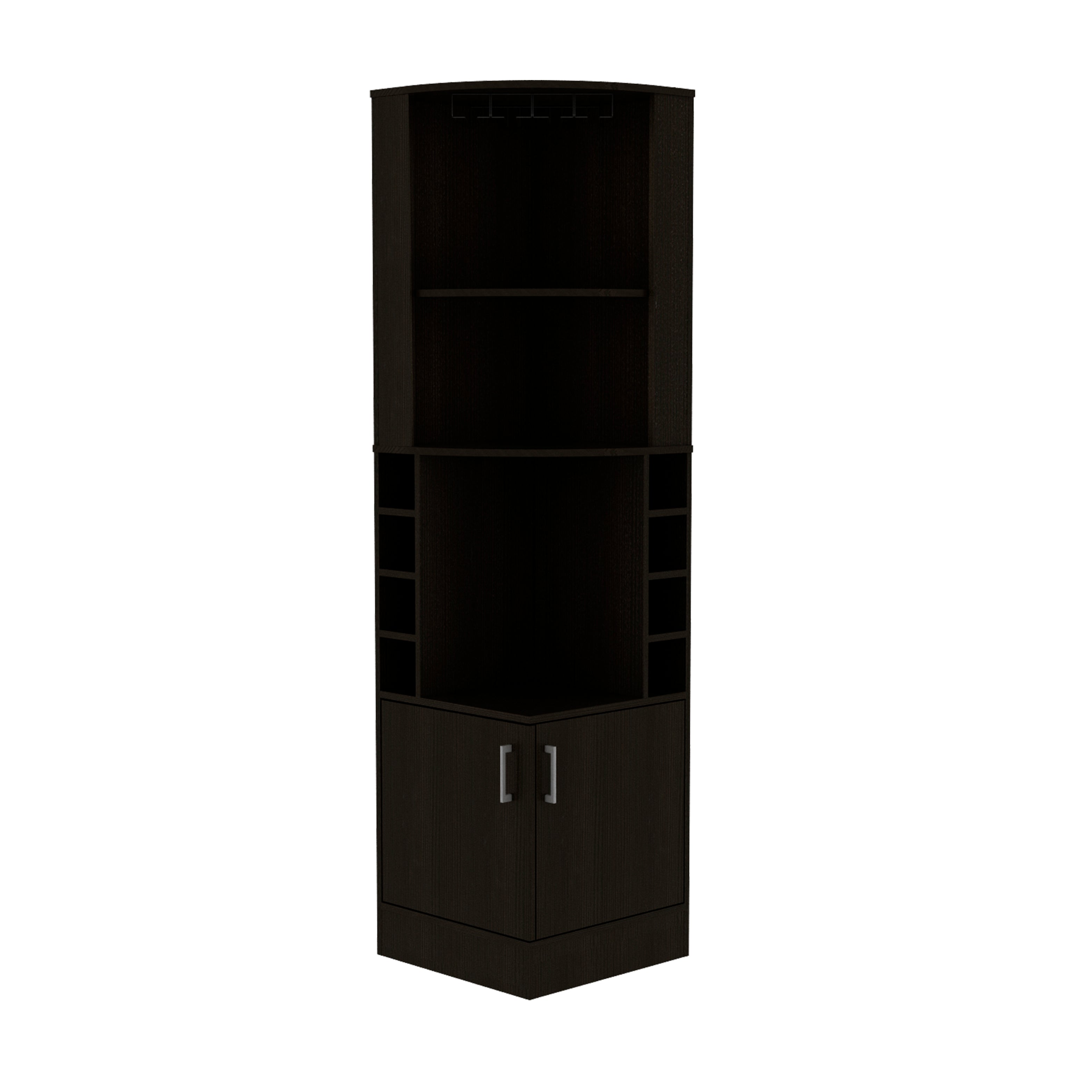 Egina Corner Bar Cabinet, Two External Shelves, Black - Luciddepo
